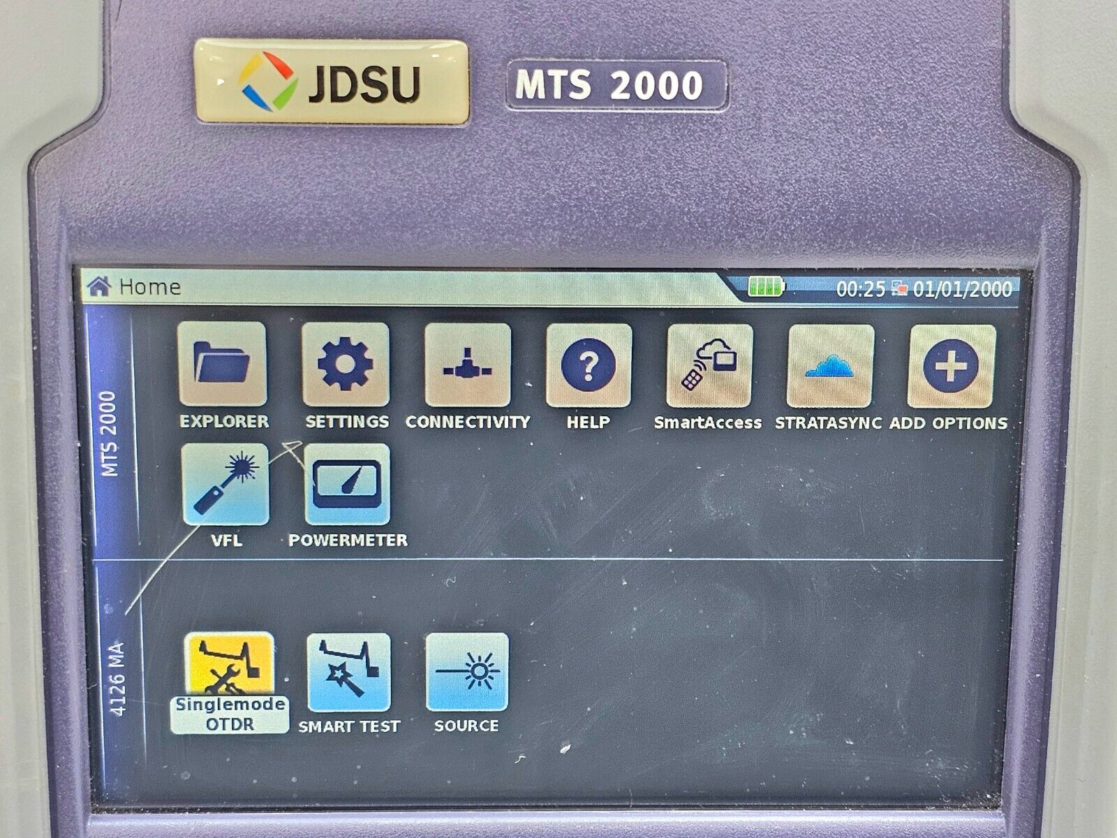 Viavi JDSU MTS 2000 Mainframe with Power Meter VFL + 4126 MA SM OTDR 1310/1550nm