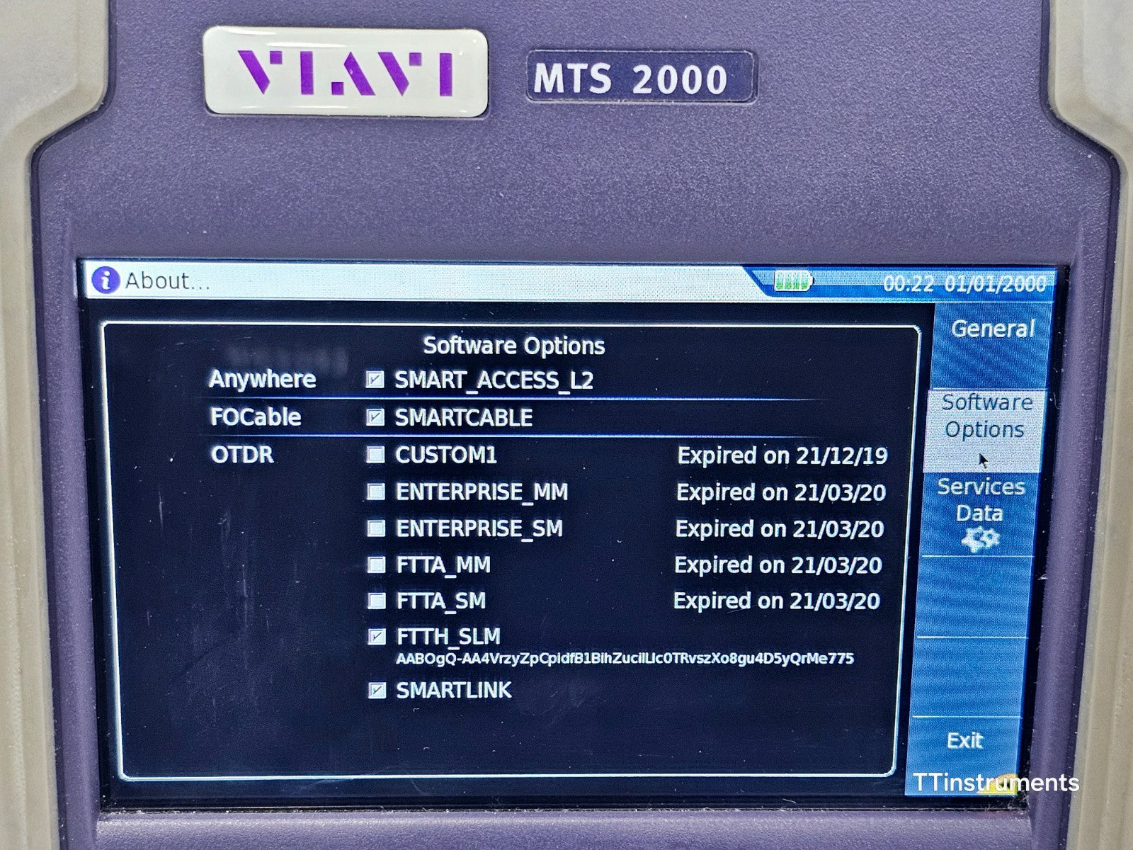 Viavi JDSU MTS 2000 PM/VFL + 4126 MP2 Metro PON 1310/1550 nm OTDR 46/45 dB