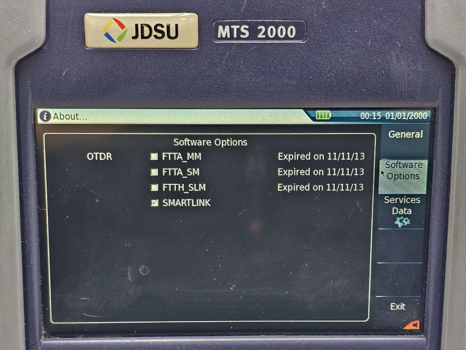 Viavi JDSU MTS 2000 PM/VFL with 4126 MP Metro PON 1310/1550 nm OTDR + FCOMP SW