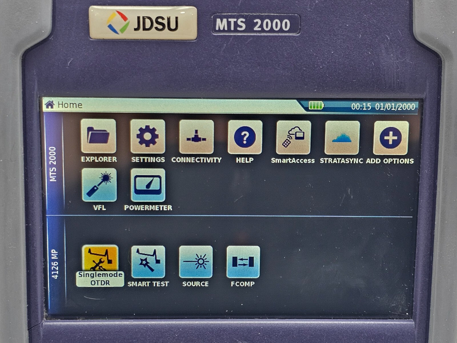 Viavi JDSU MTS 2000 PM/VFL with 4126 MP Metro PON 1310/1550 nm OTDR + FCOMP SW