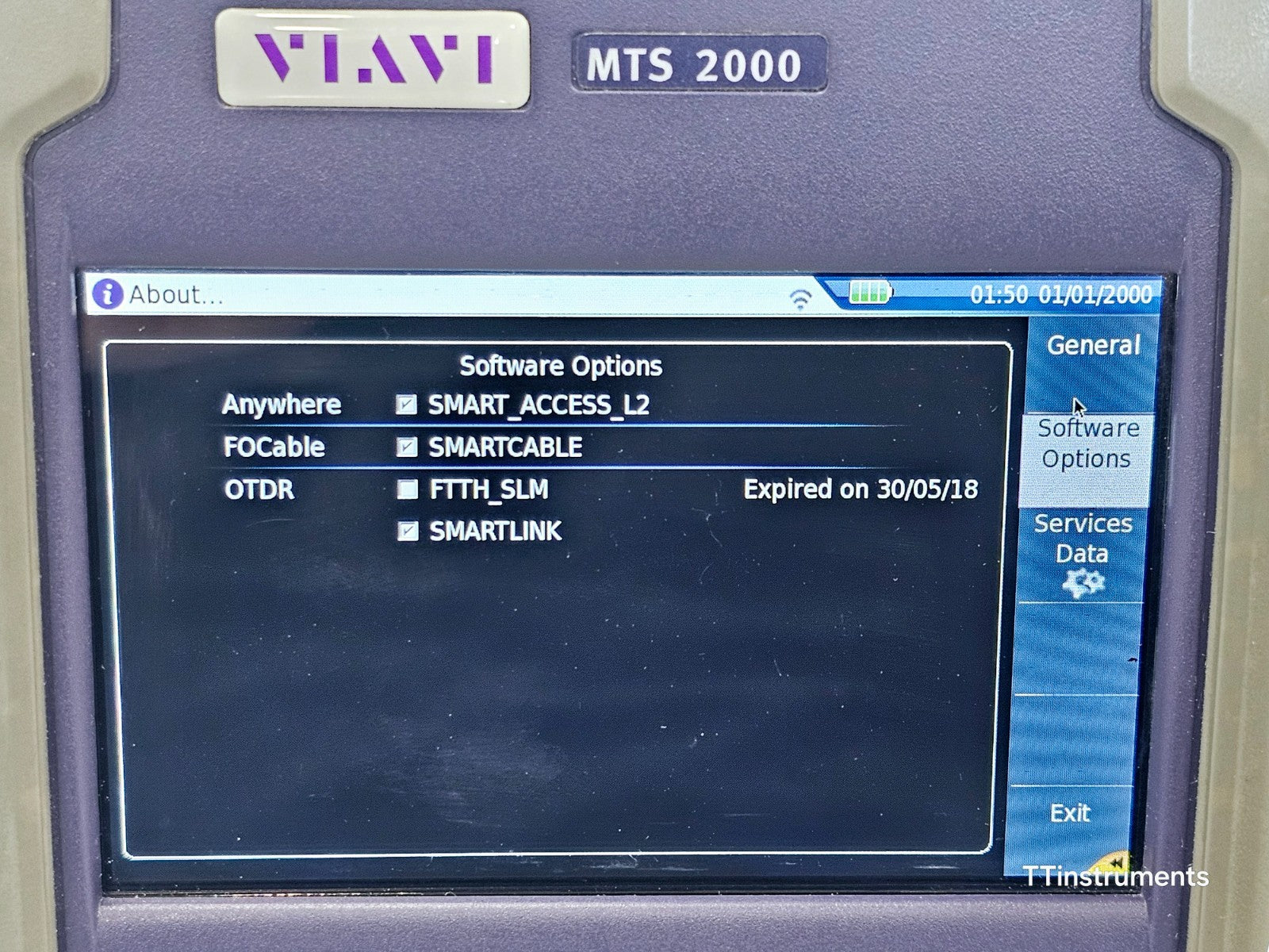 Viavi JDSU MTS 2000 PM/VFL with 4126 MP2 Metro PON 1310/1550 nm OTDR 46/45 dB