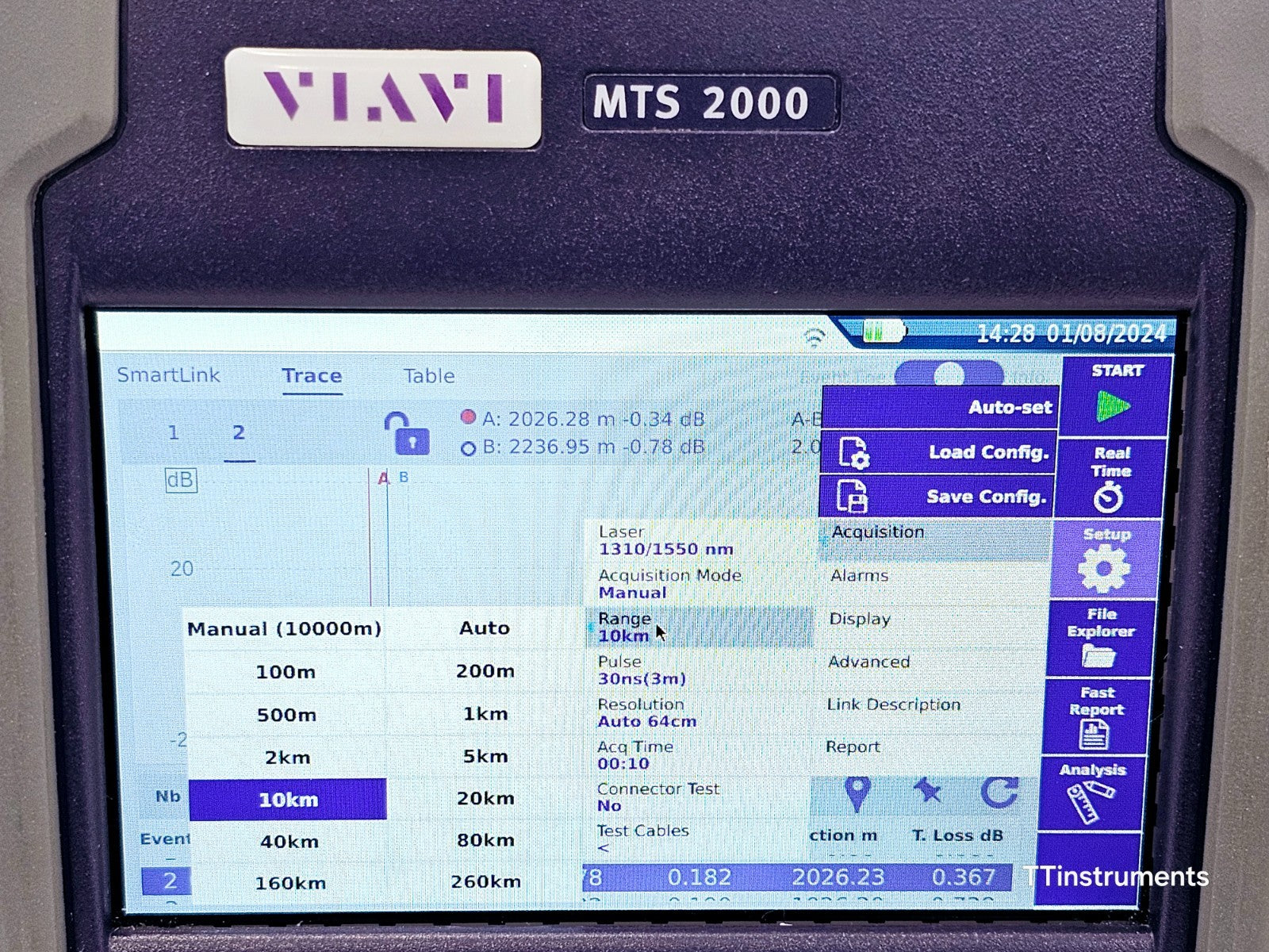Viavi JDSU MTS 2000 V2 PM/VFL 4138 FMA365 1310 1550 + 1650nm Live SM OTDR APC