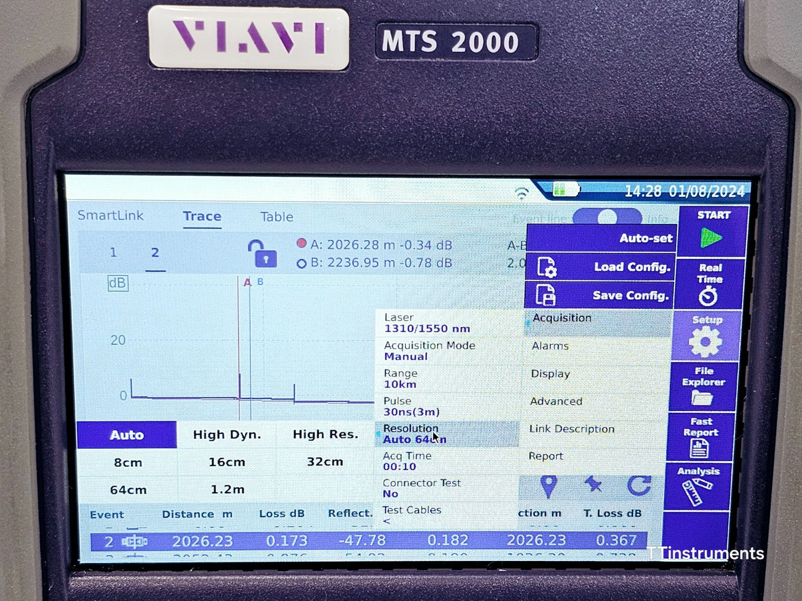 Viavi JDSU MTS 2000 V2 PM/VFL 4138 FMA365 1310 1550 + 1650nm Live SM OTDR APC