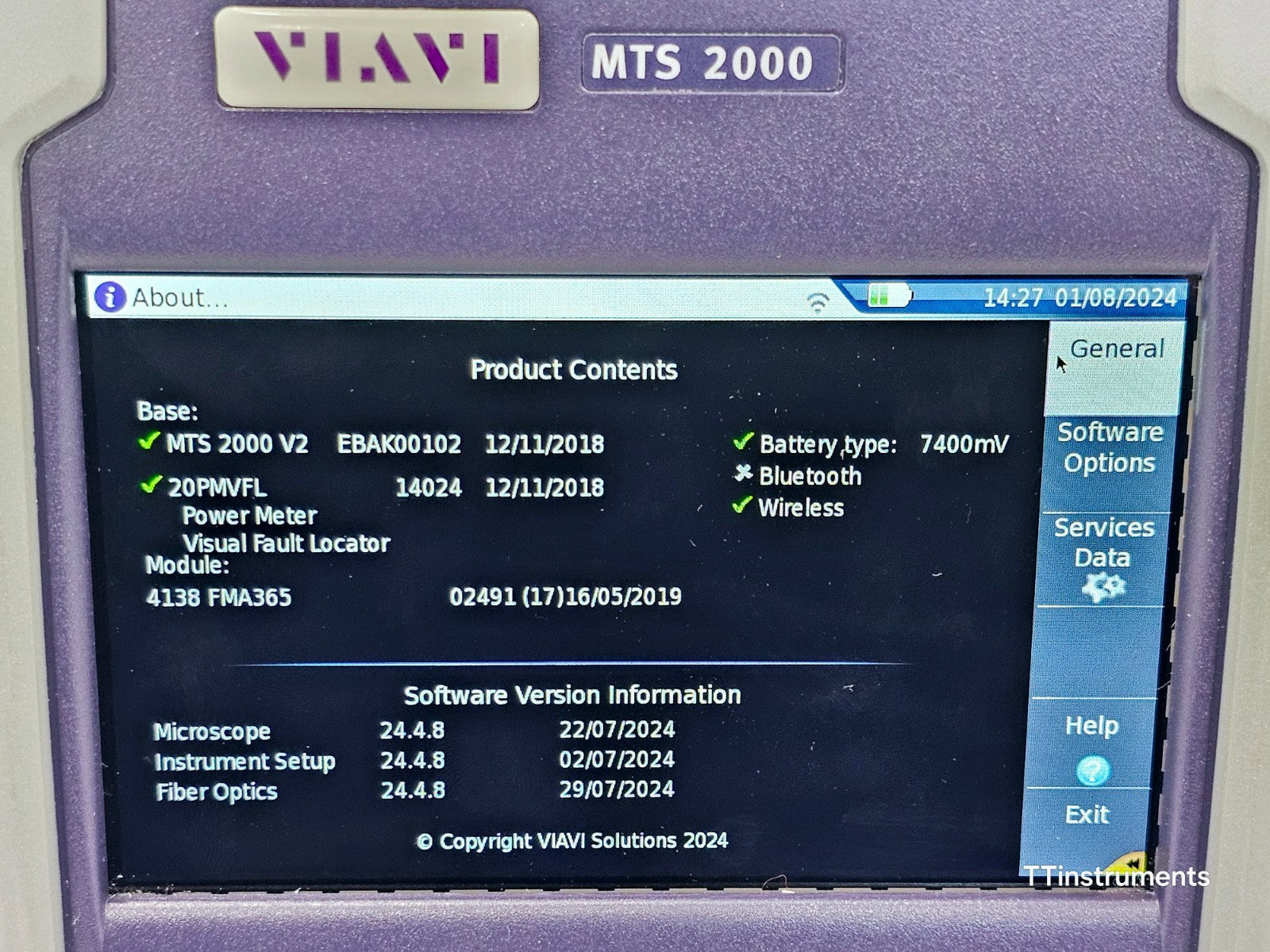 Viavi JDSU MTS 2000 V2 PM/VFL 4138 FMA365 1310 1550 + 1650nm Live SM OTDR APC