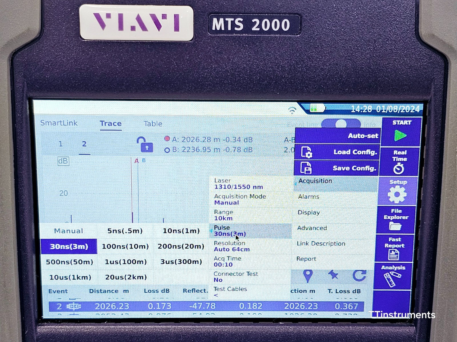 Viavi JDSU MTS 2000 V2 PM/VFL 4138 FMA365 1310 1550 + 1650nm Live SM OTDR APC
