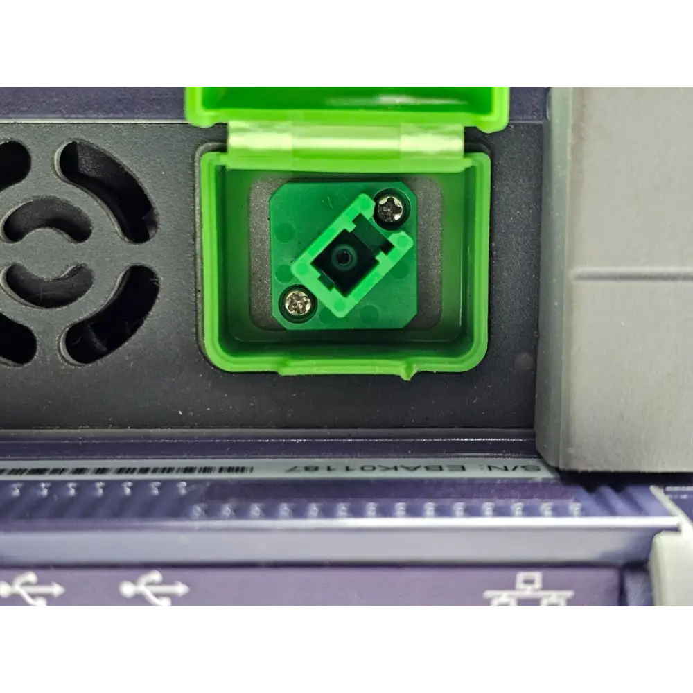 MTS 2000 V2 OTDR rear panel showing battery compartment and ports