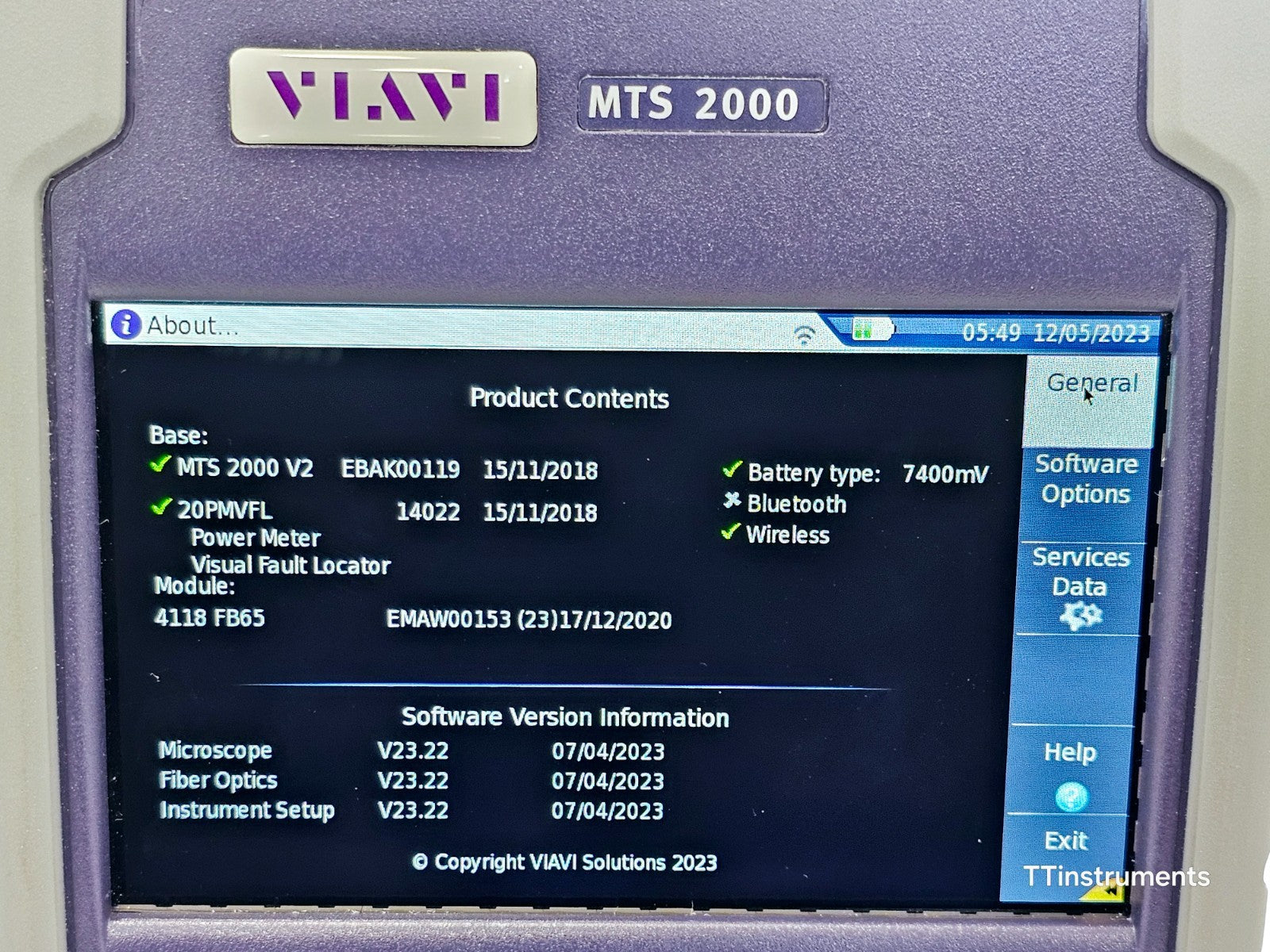 Viavi JDSU MTS 2000 V2 with PM/VFL + 4118FB65 1650 nm 40 dB Filtered OTDR SC-APC