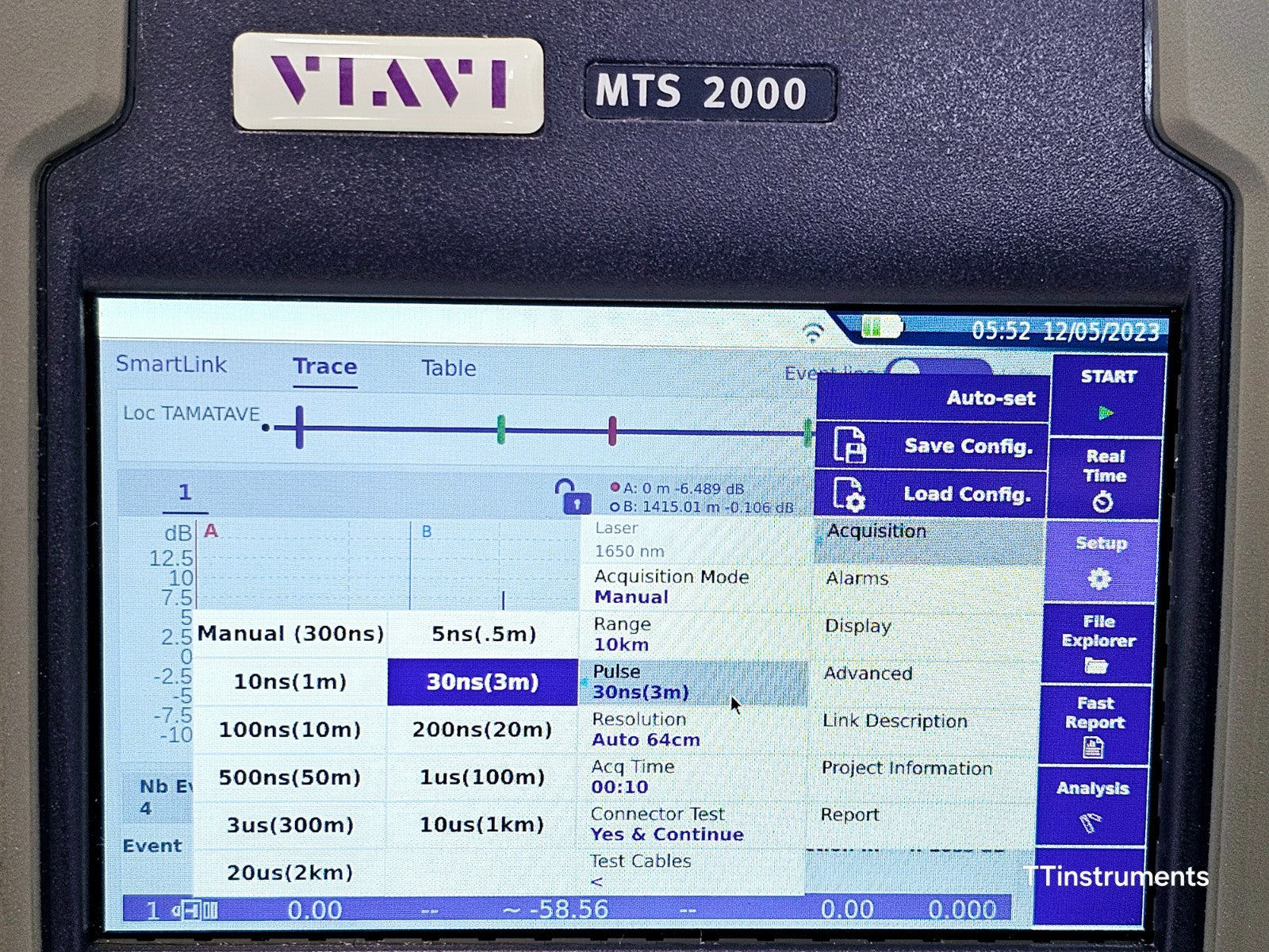 Viavi JDSU MTS 2000 V2 with PM/VFL + 4118FB65 1650 nm 40 dB Filtered OTDR SC-APC