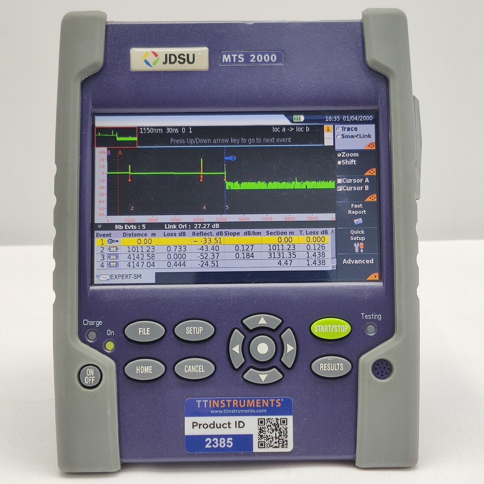 Viavi JDSU MTS 2000 w 4138 MP49 1310/1490/1550 nm OTDR 43/41/41 dB Metro PON MP