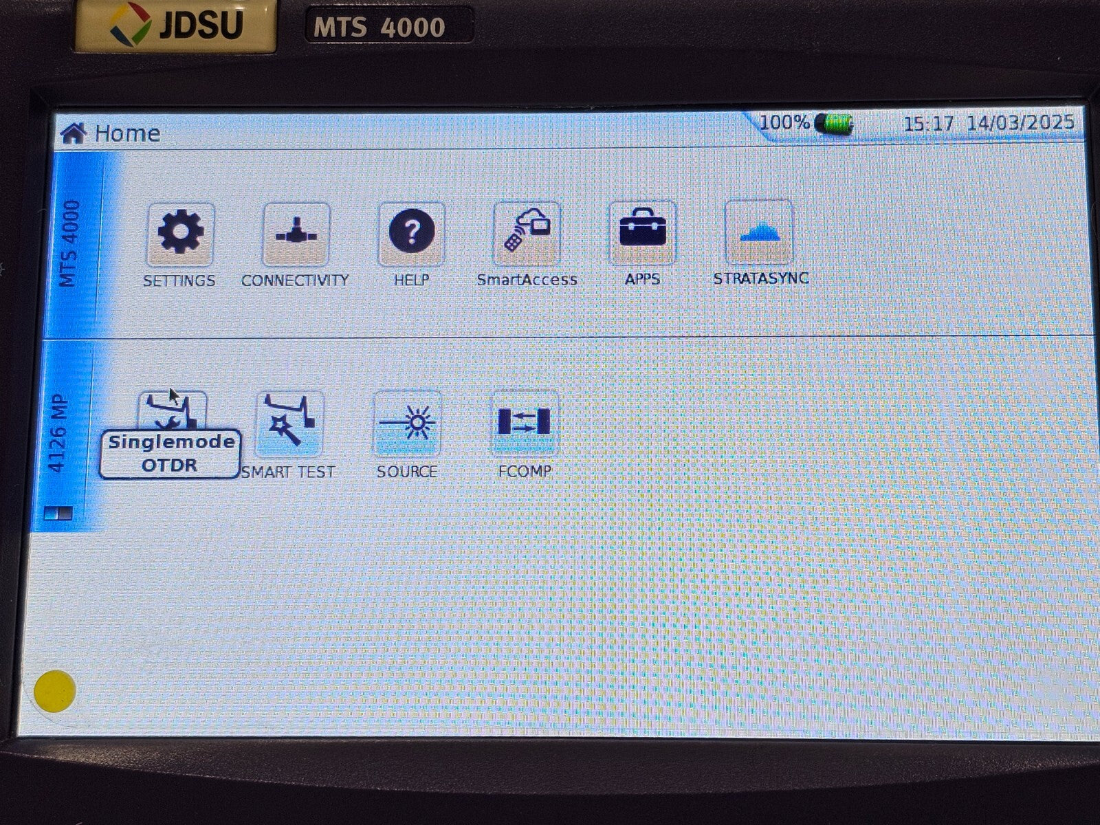 Viavi JDSU MTS 4000 with 4126 MP Metro PON 1310/1550 nm OTDR + FCOMP SW