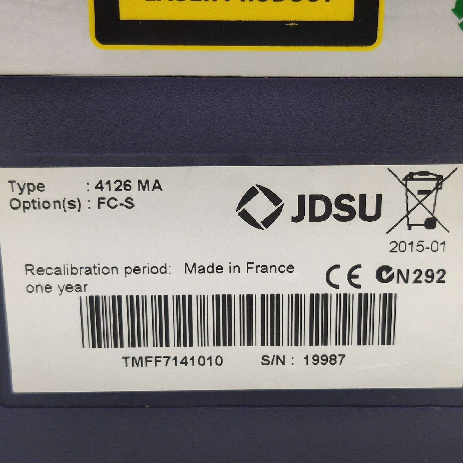 Viavi JDSU MTS 4000 Mainframe w/ 4126 MA SM OTDR 1310/1550 nm 37/35 dB FCOMP APC