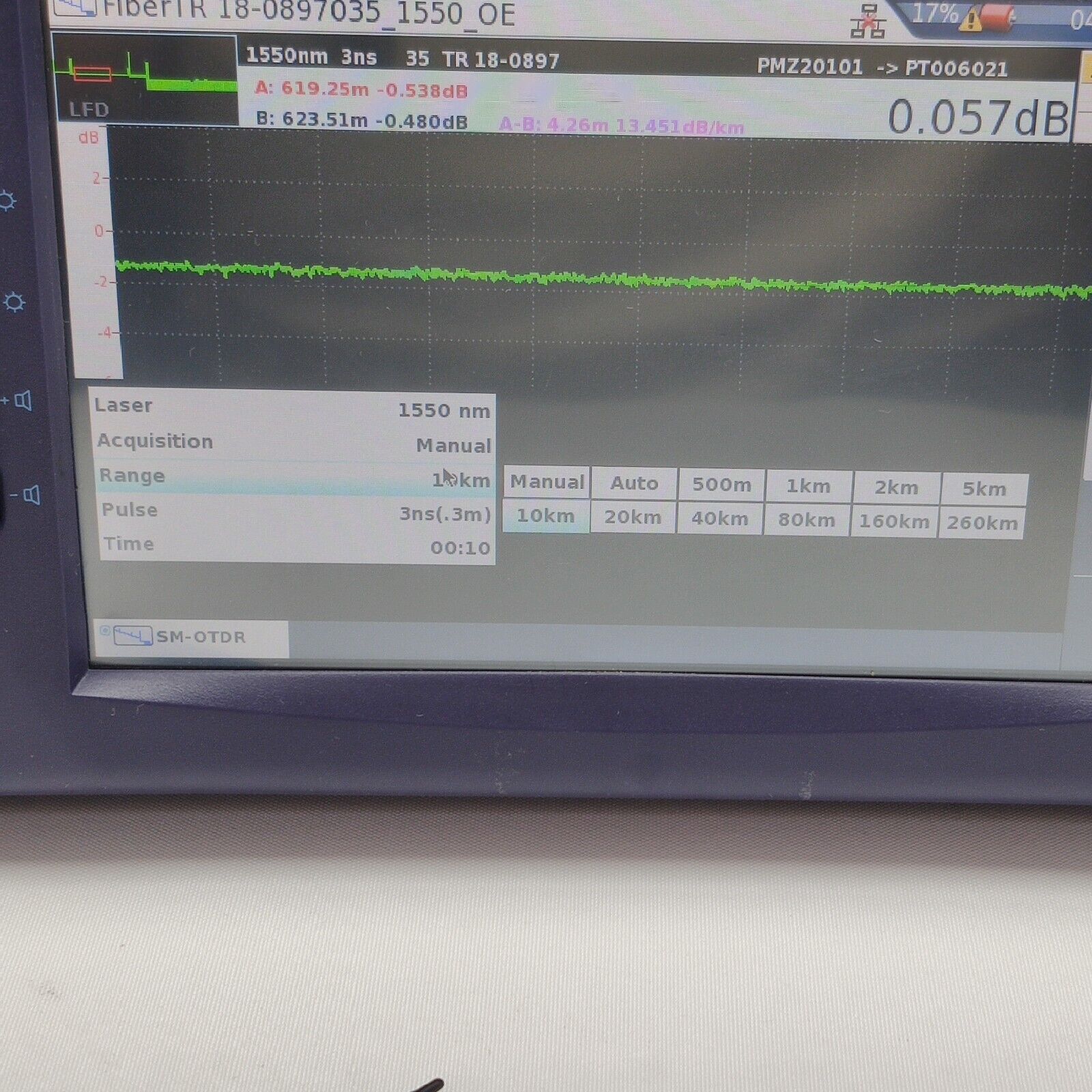 Viavi JDSU MTS 4000 Mainframe w/ 4126 MA SM OTDR 1310/1550 nm 37/35 dB FCOMP APC