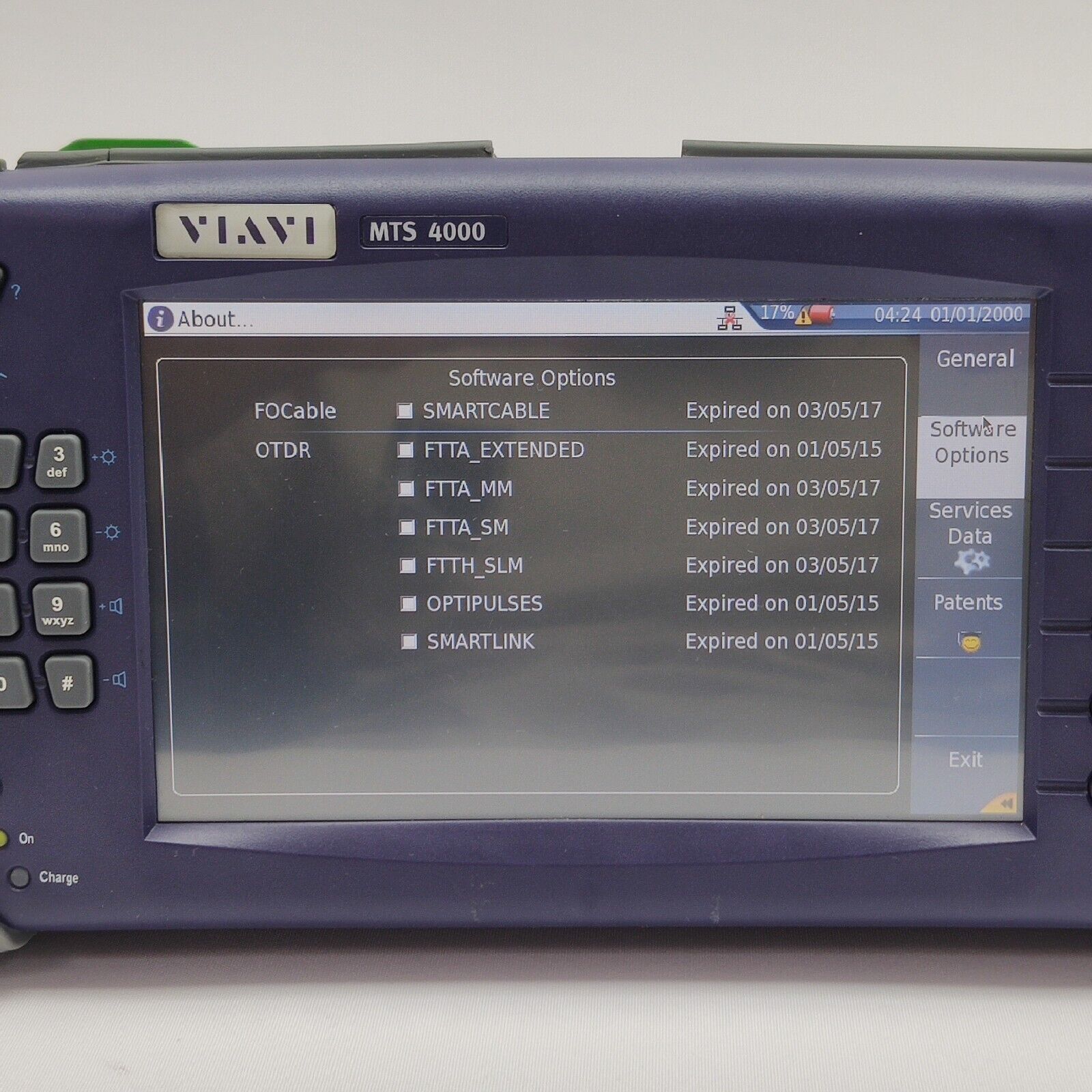 Viavi JDSU MTS 4000 Mainframe w/ 4126 MA SM OTDR 1310/1550 nm 37/35 dB FCOMP APC