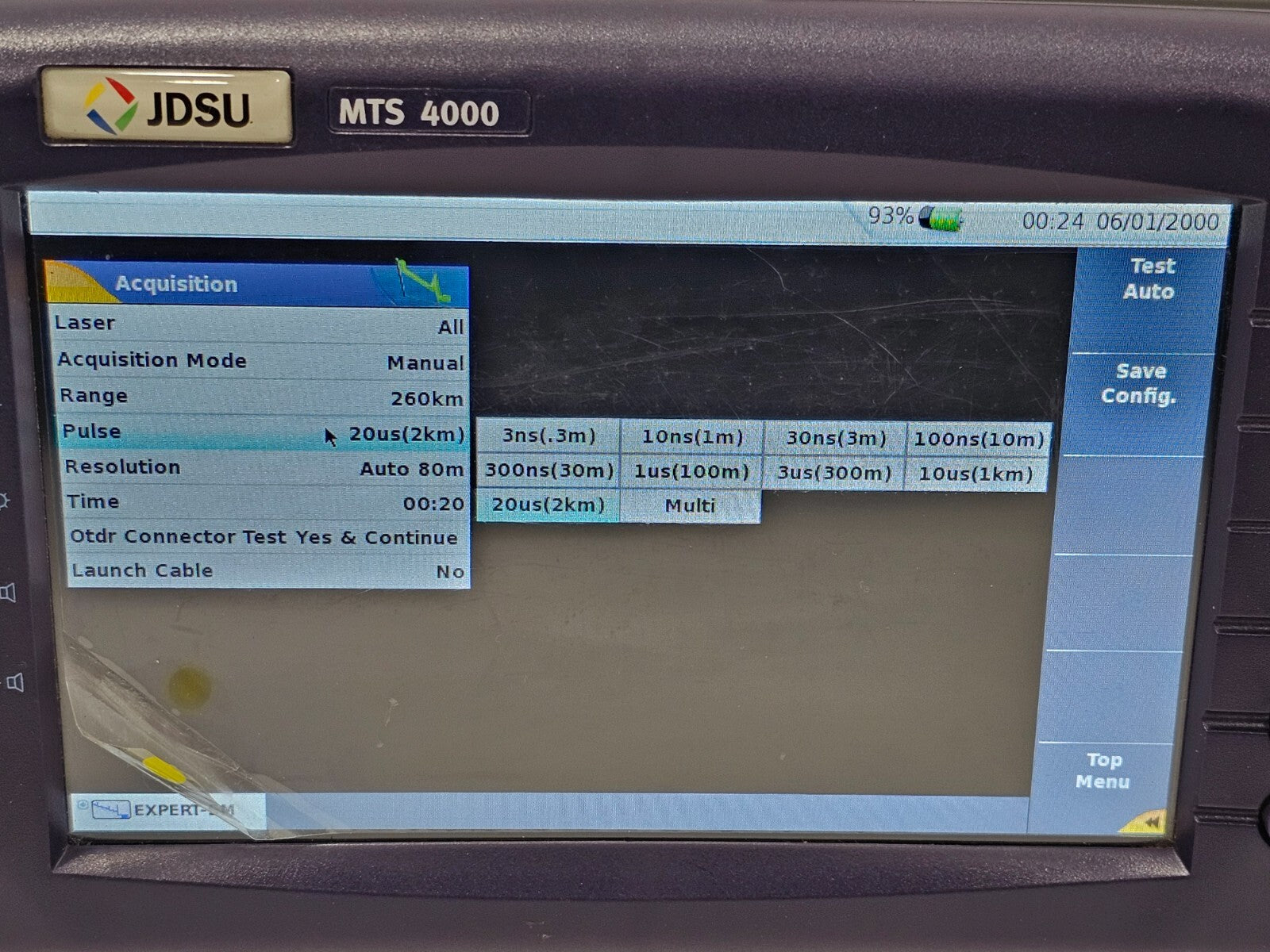 Viavi JDSU MTS 4000 Mainframe with 4126 MA SM OTDR 1310/1550 nm 37/35 dB APC