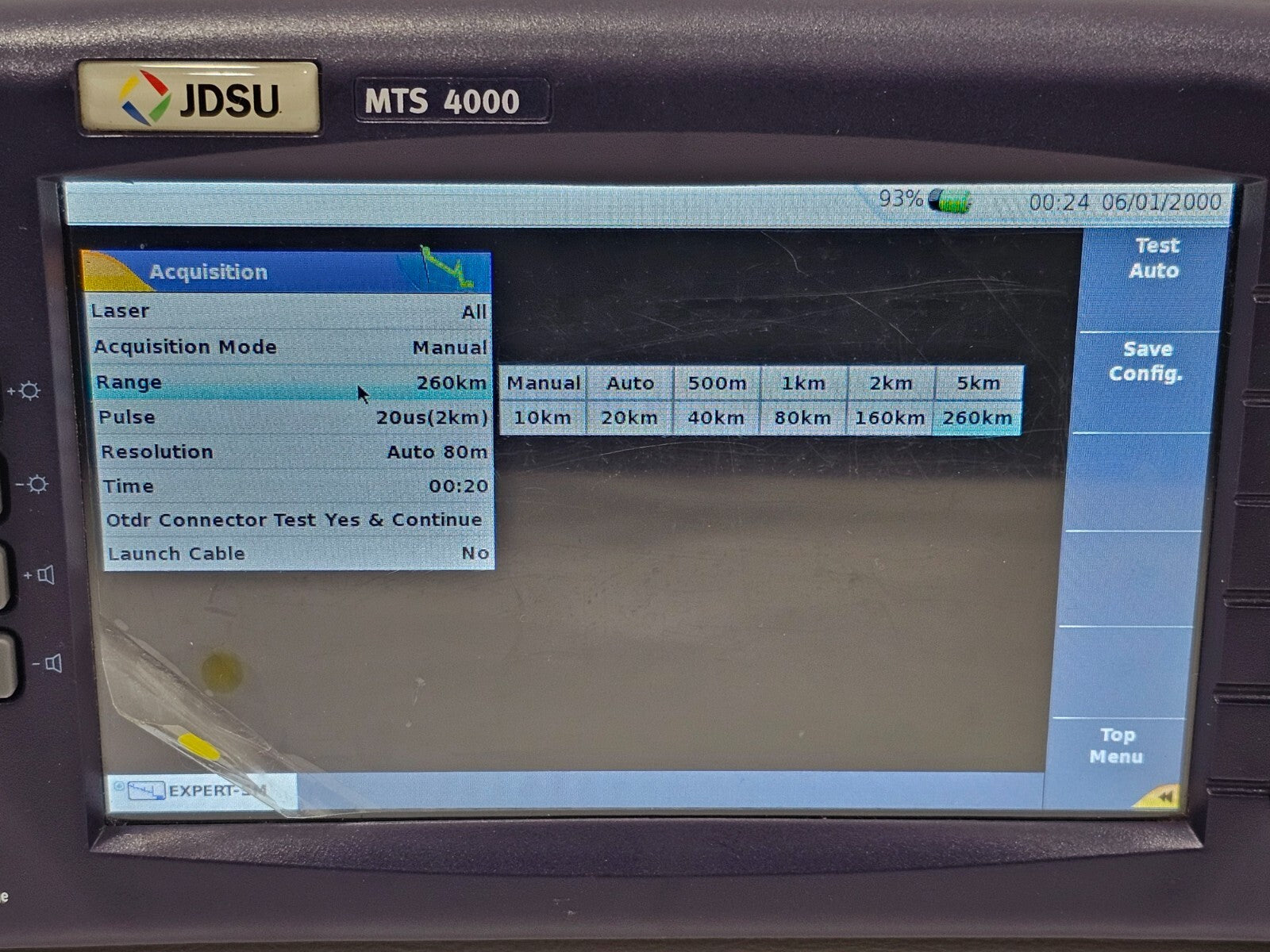 Viavi JDSU MTS 4000 Mainframe with 4126 MA SM OTDR 1310/1550 nm 37/35 dB APC