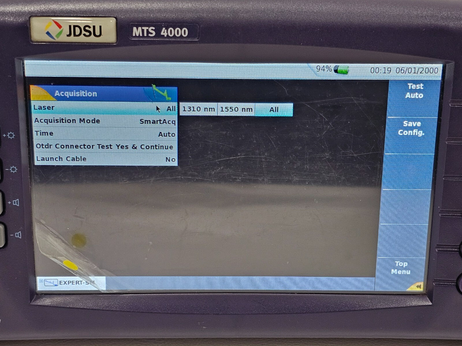 Viavi JDSU MTS 4000 Mainframe with 4126 MA SM OTDR 1310/1550 nm 37/35 dB APC
