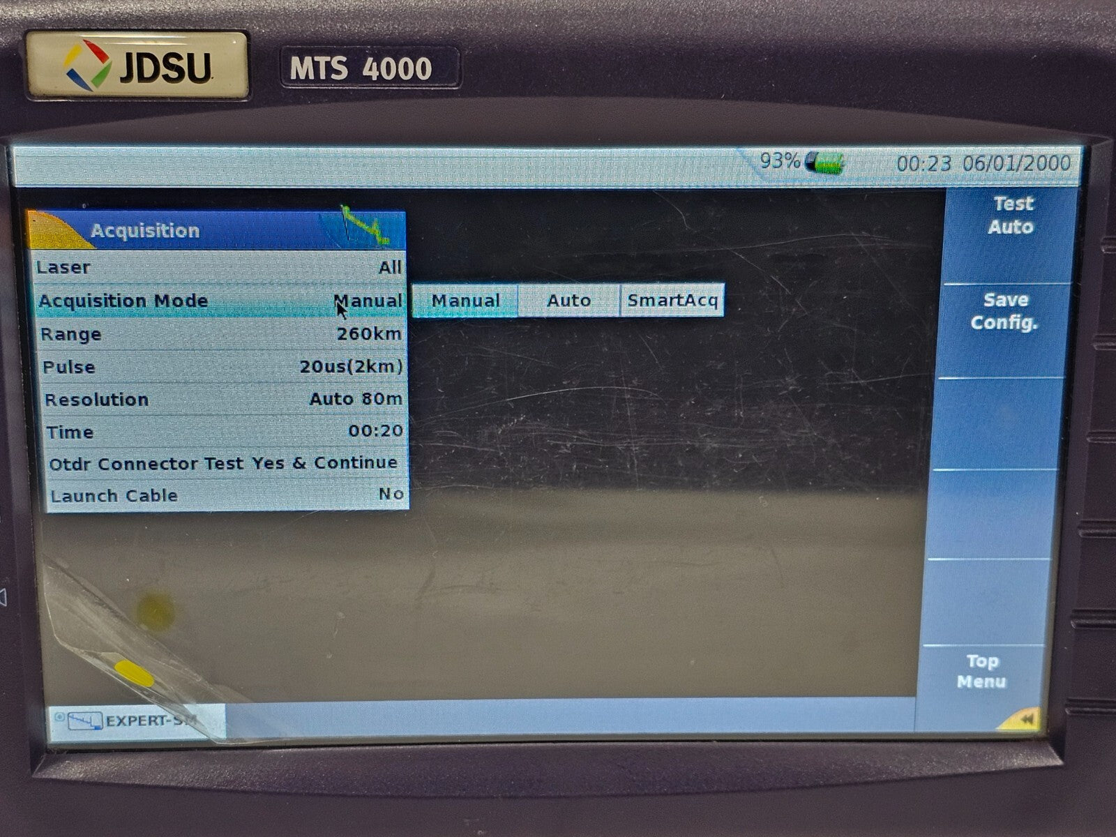 Viavi JDSU MTS 4000 Mainframe with 4126 MA SM OTDR 1310/1550 nm 37/35 dB APC