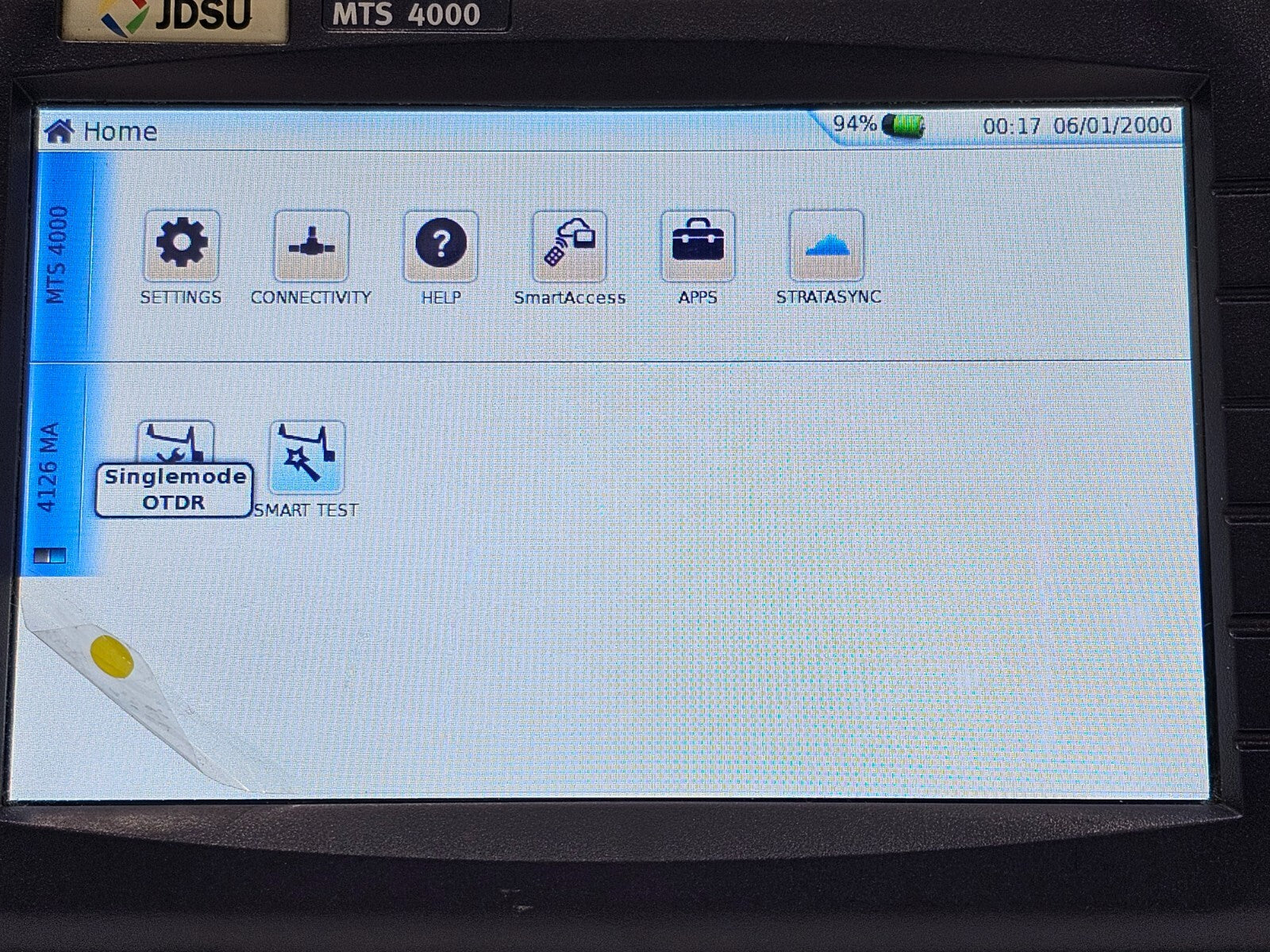 Viavi JDSU MTS 4000 Mainframe with 4126 MA SM OTDR 1310/1550 nm 37/35 dB APC