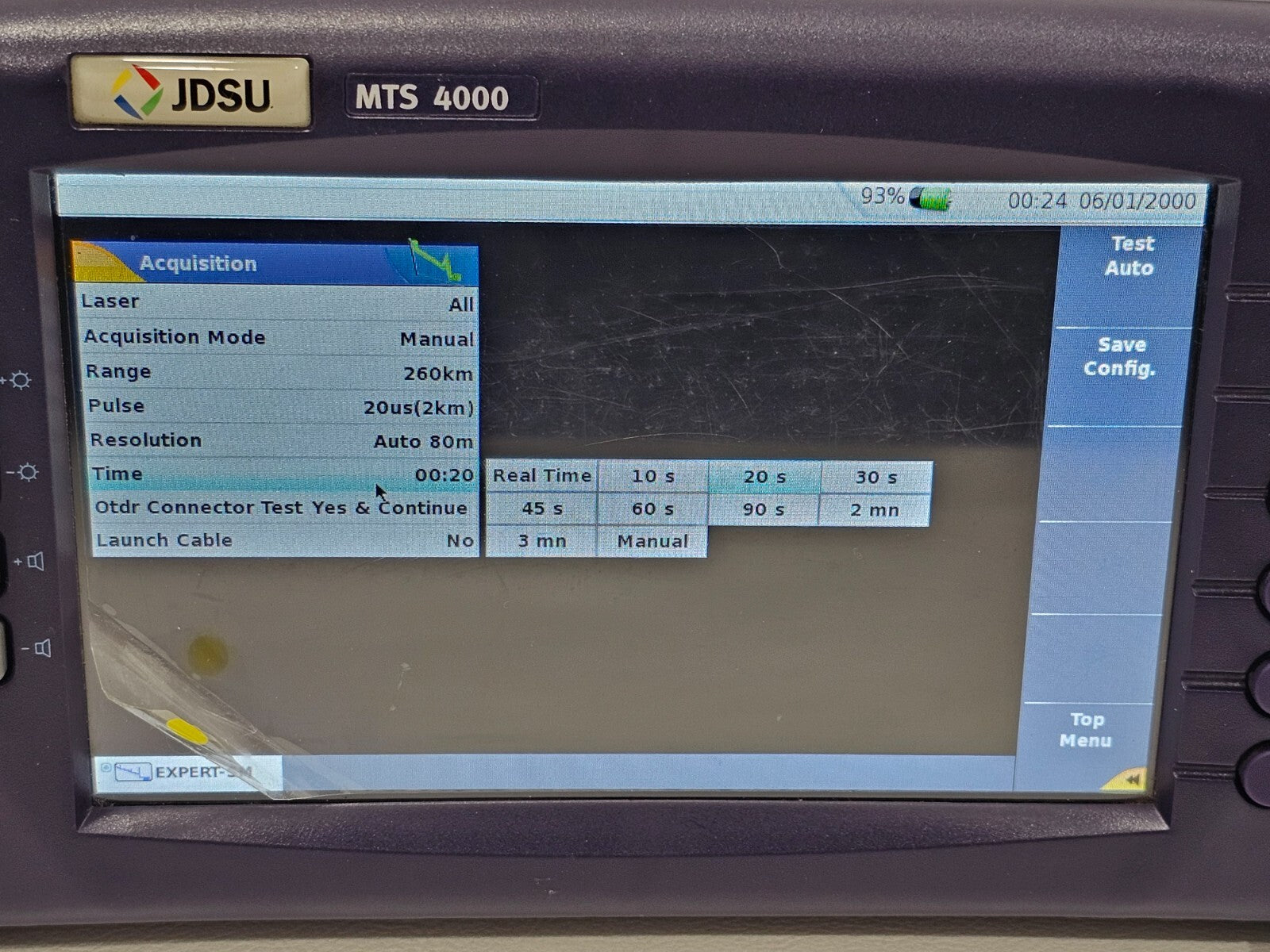 Viavi JDSU MTS 4000 Mainframe with 4126 MA SM OTDR 1310/1550 nm 37/35 dB APC