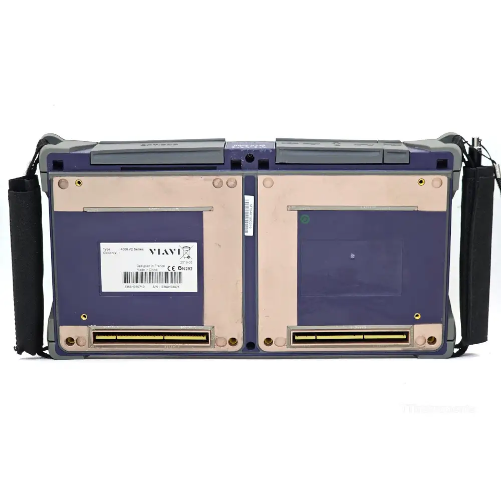 Viavi MTS 4000 V2 rear panel showing battery compartment and vents