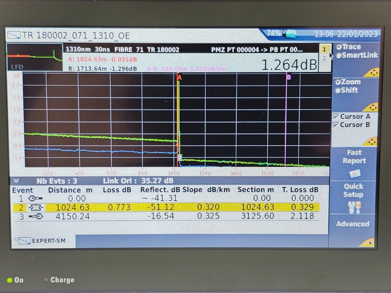 Viavi JDSU MTS 4000 V2 w/ 4126 MA2 SM 1310/1550 nm OTDR 40/40 dB Access Metro
