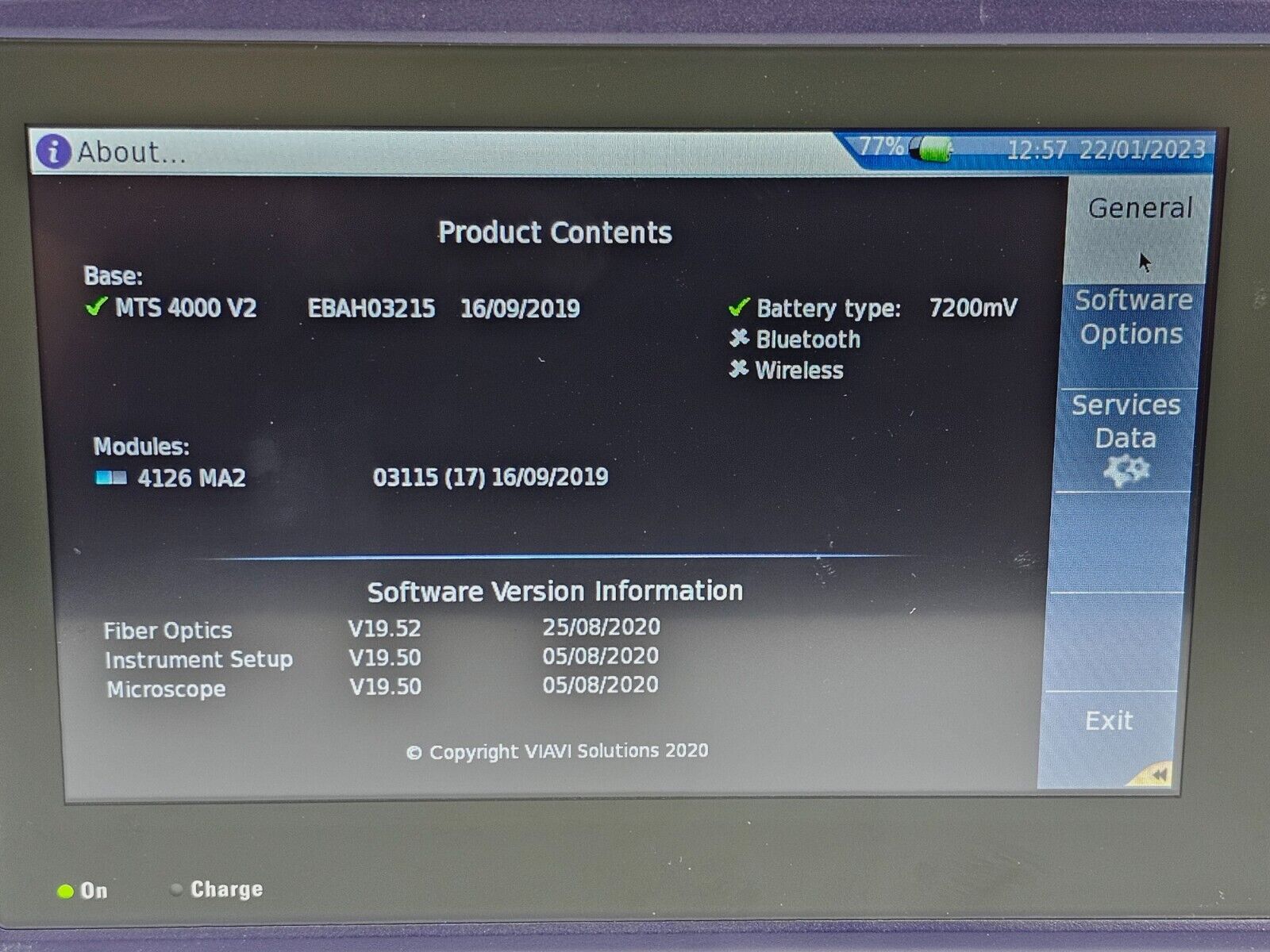 Viavi JDSU MTS 4000 V2 w/ 4126 MA2 SM 1310/1550 nm OTDR 40/40 dB Access Metro