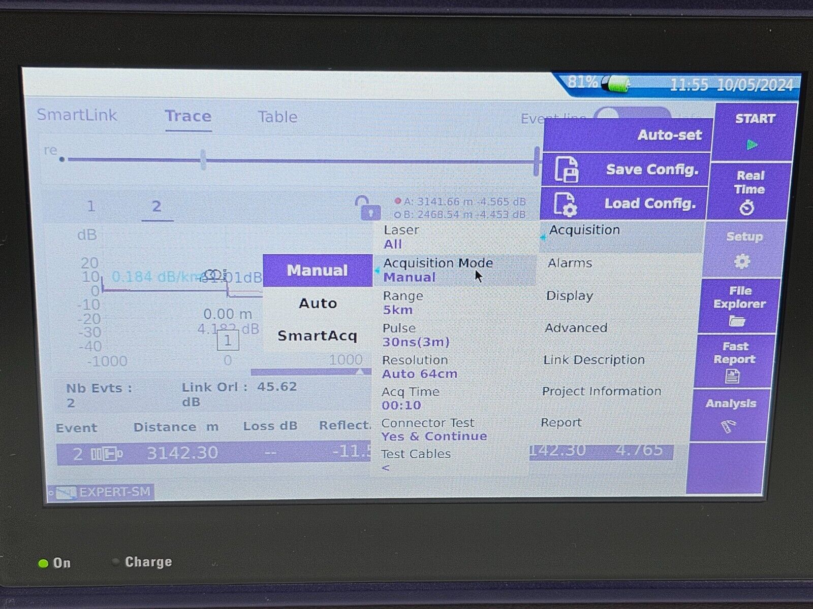 Viavi JDSU MTS 4000 V2 with 4126 MA2 SM 1310/1550 nm OTDR 40/40 dB Access Metro