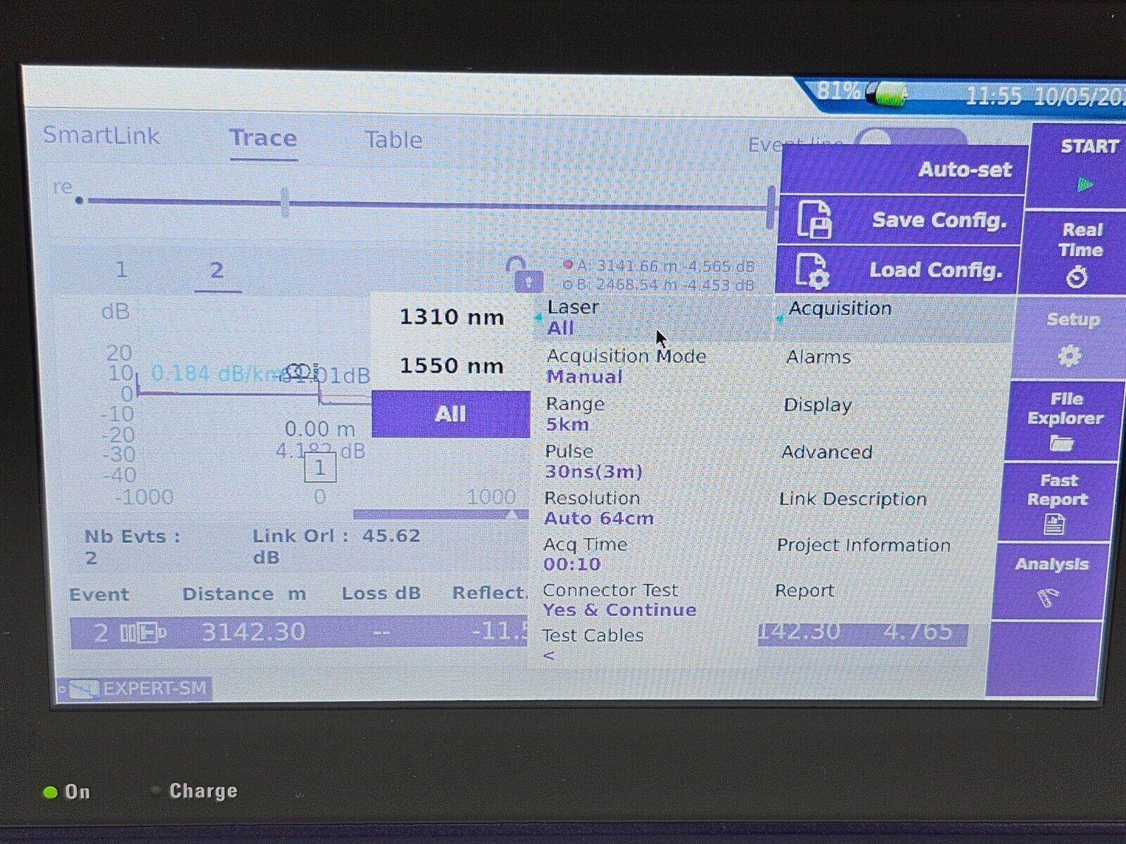 Viavi JDSU MTS 4000 V2 with 4126 MA2 SM 1310/1550 nm OTDR 40/40 dB Access Metro