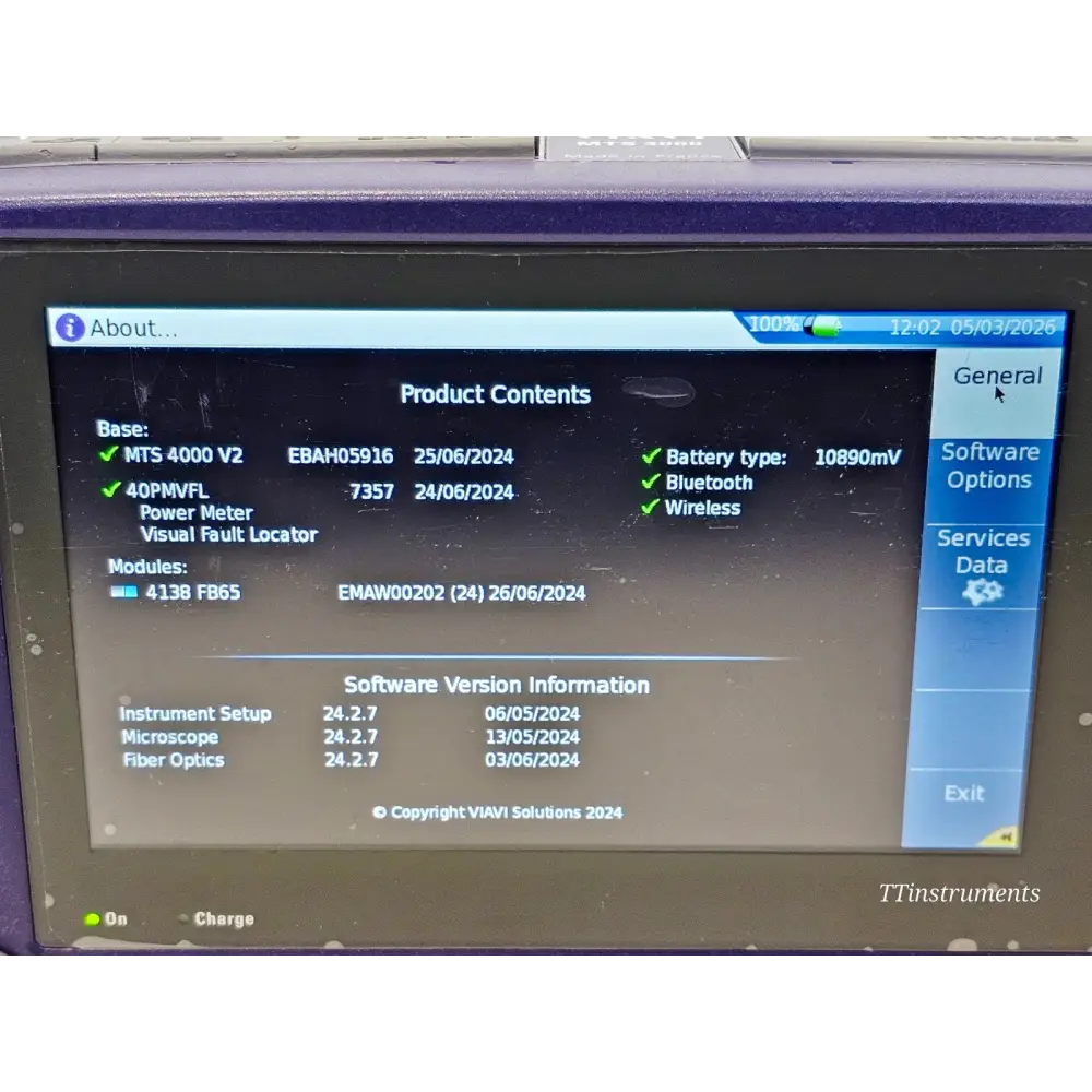Viavi JDSU MTS 4000 V2 with 4138 FB65 1310/1550/1650 Live PM-S OTDR P5000i FI-6010