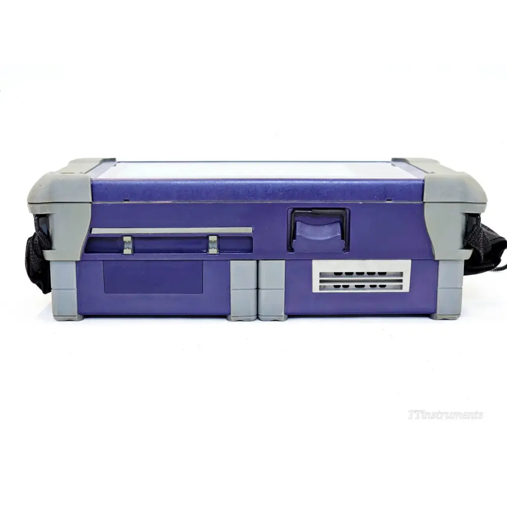 VIAVI MTS 4000 V2 bottom panel showing module slot latches, battery compartment, and ventilation grille
