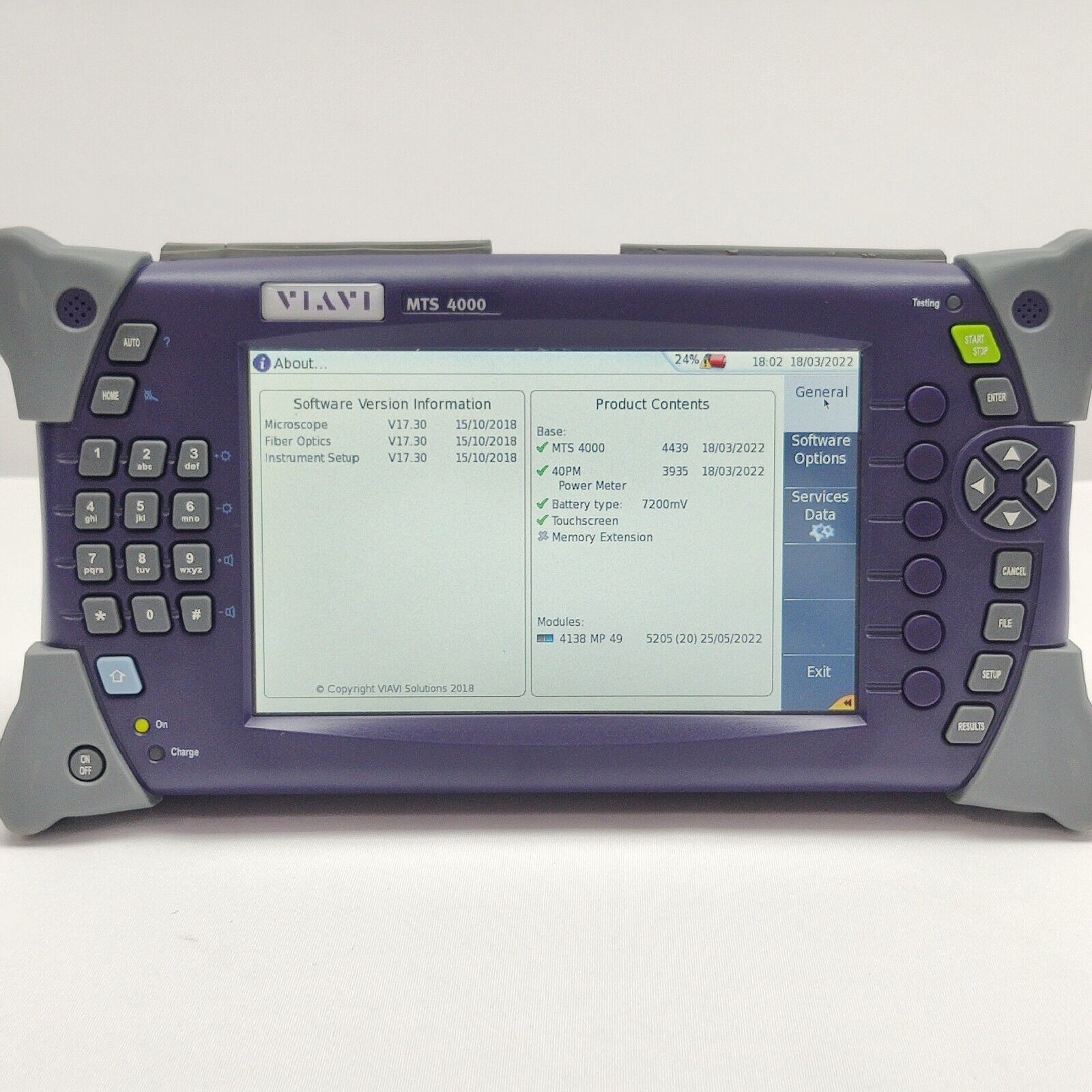 Viavi JDSU MTS 4000 w/ PM & 4138 MP49 1310/1490/1550 nm OTDR FCOMP 43/41/41 dB