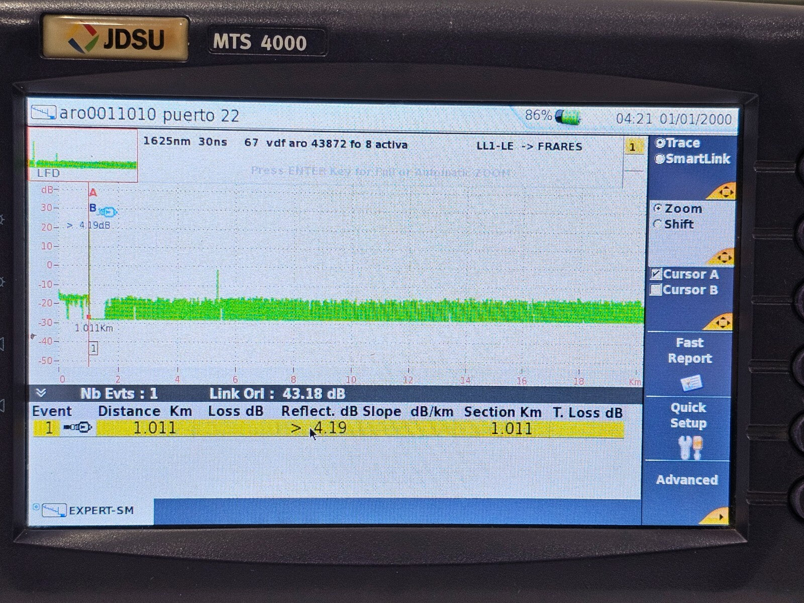 Viavi JDSU MTS 4000 with 4136 RMP Metro PON 1310/1550nm + Filtered 1625nm OTDR