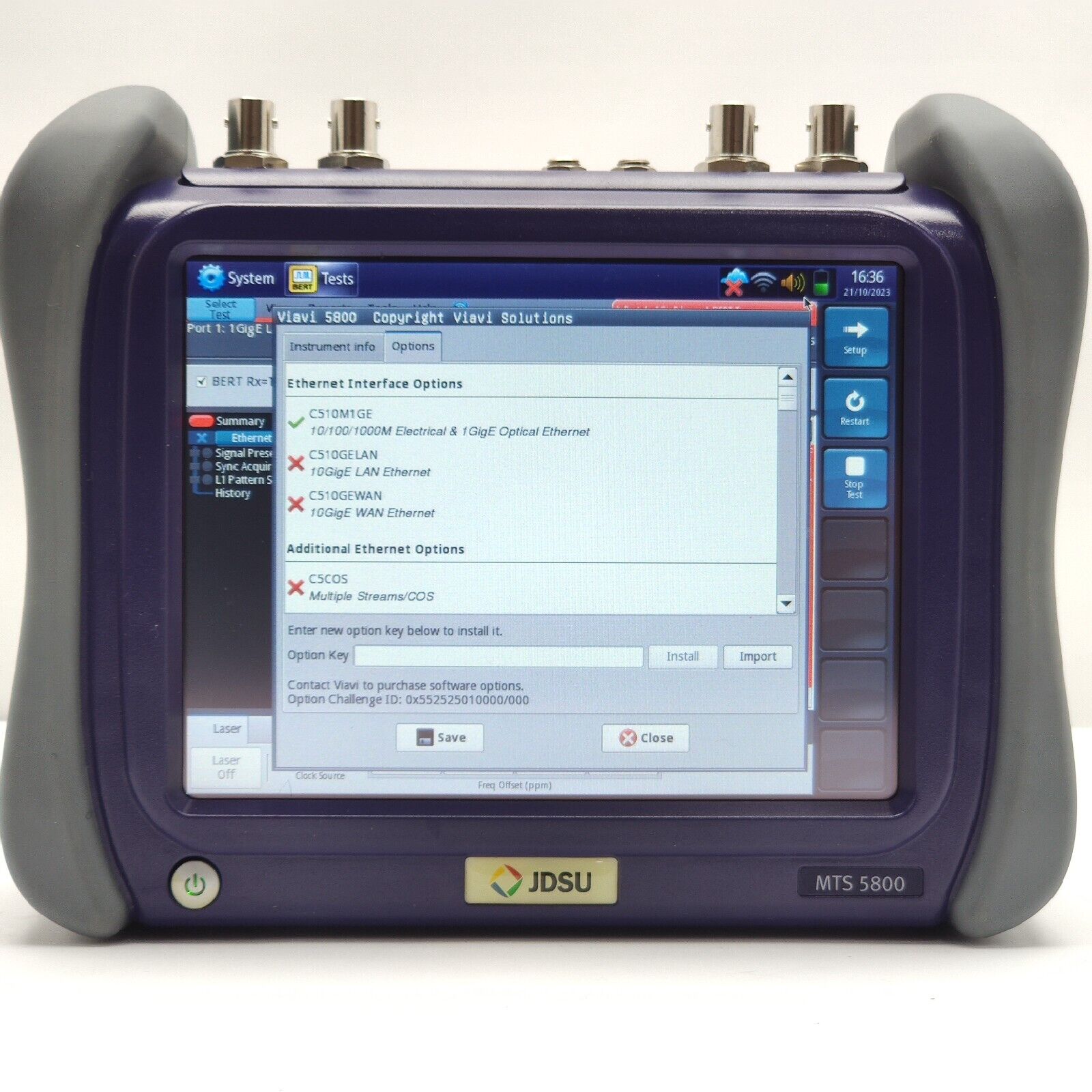 Viavi JDSU MTS 5800 1 GigE Optical Electrical Ethernet Communication Analyzer