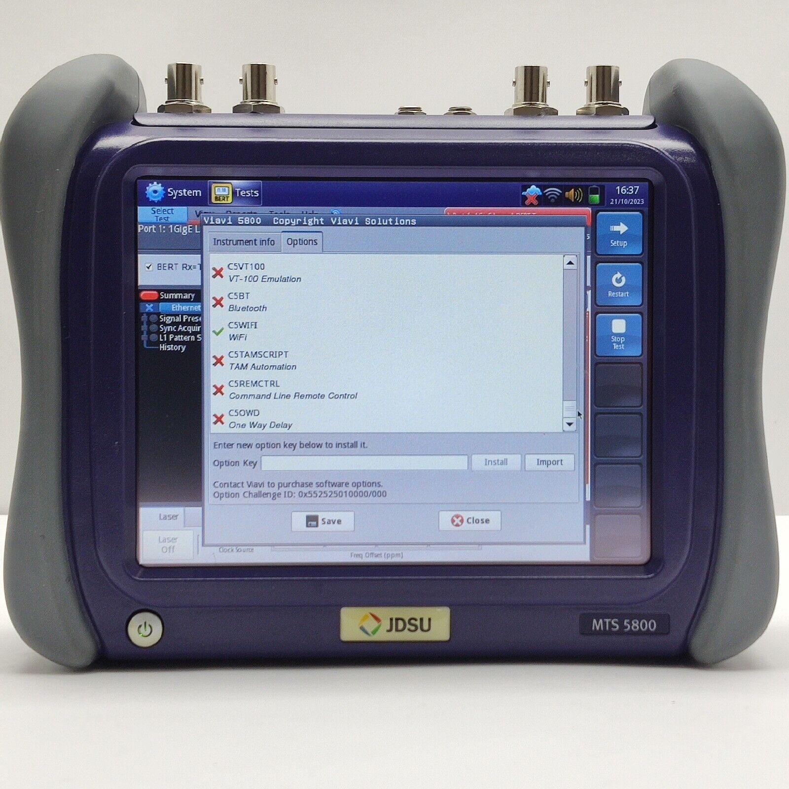 Viavi JDSU MTS 5800 1 GigE Optical Electrical Ethernet Communication Analyzer