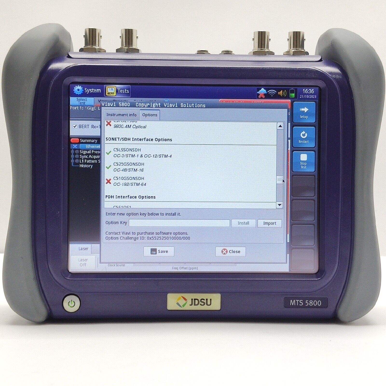 Viavi JDSU MTS 5800 1 GigE Optical Electrical Ethernet Communication Analyzer