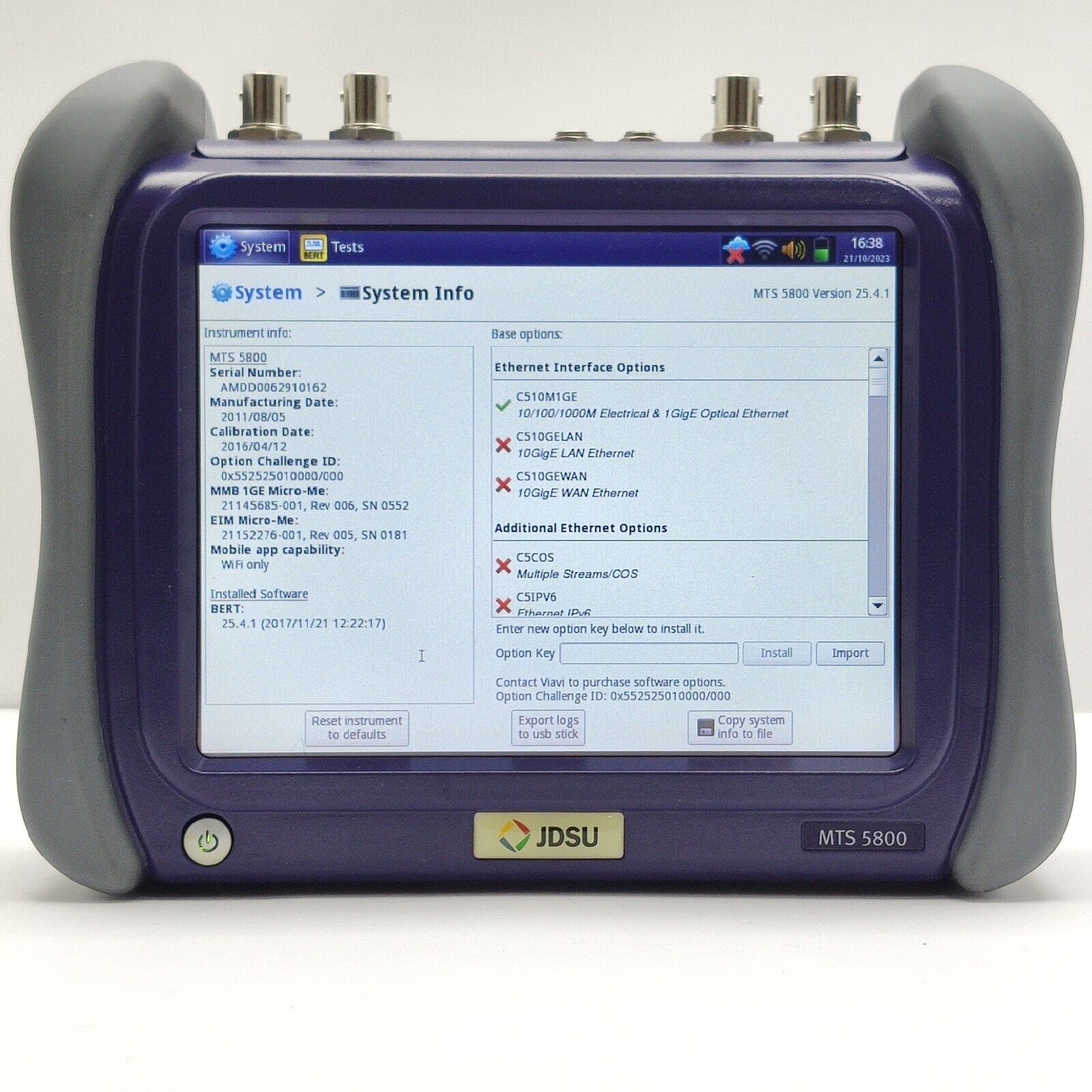 Viavi JDSU MTS 5800 1 GigE Optical Electrical Ethernet Communication Analyzer