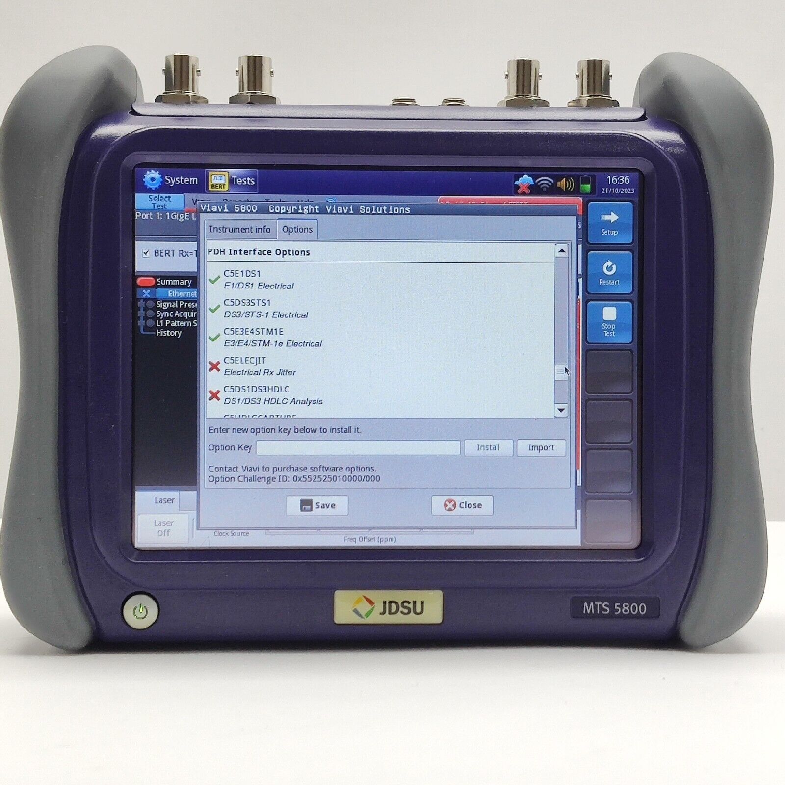 Viavi JDSU MTS 5800 1 GigE Optical Electrical Ethernet Communication Analyzer
