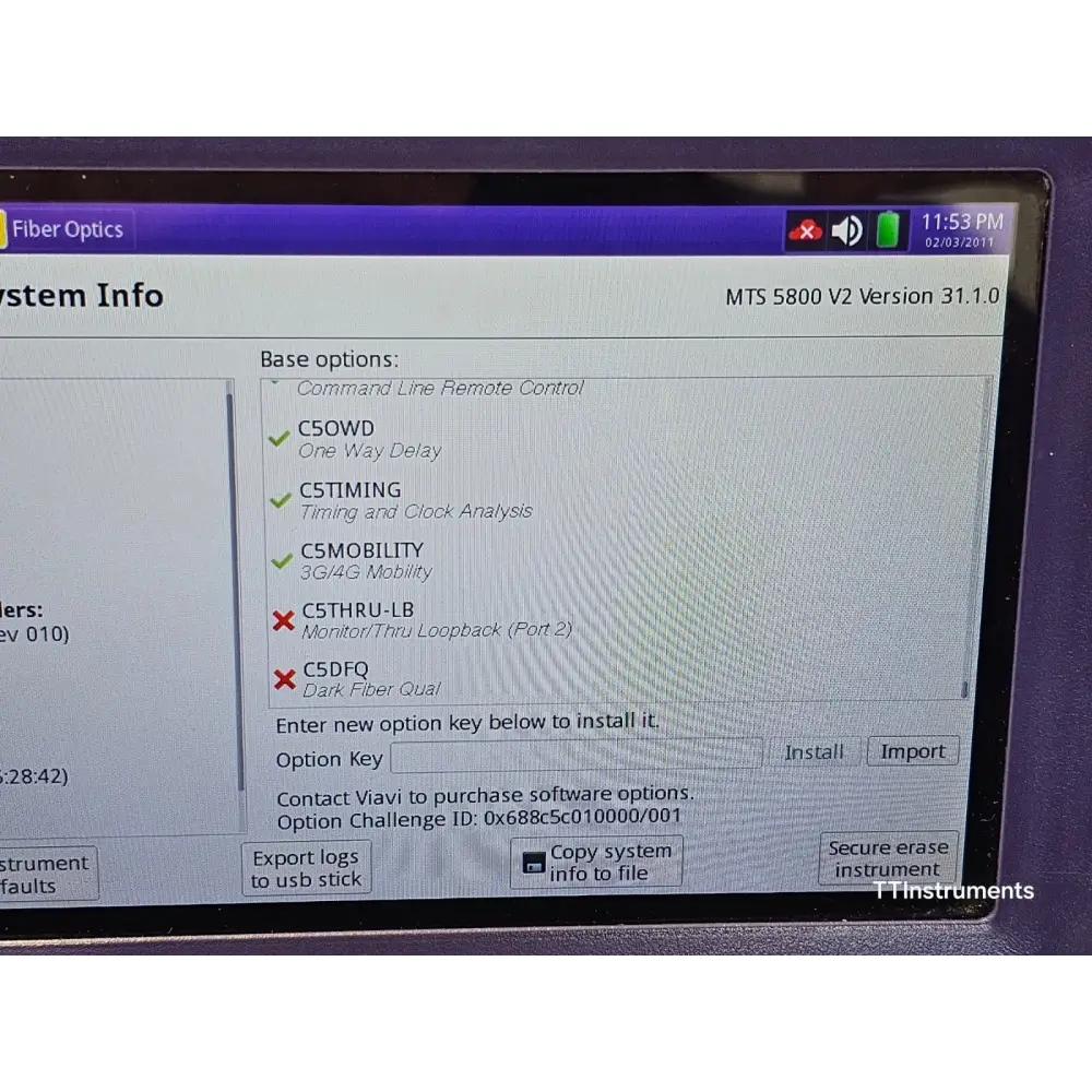 Viavi JDSU MTS 5800 v2 with 5822P module angled three-quarter view