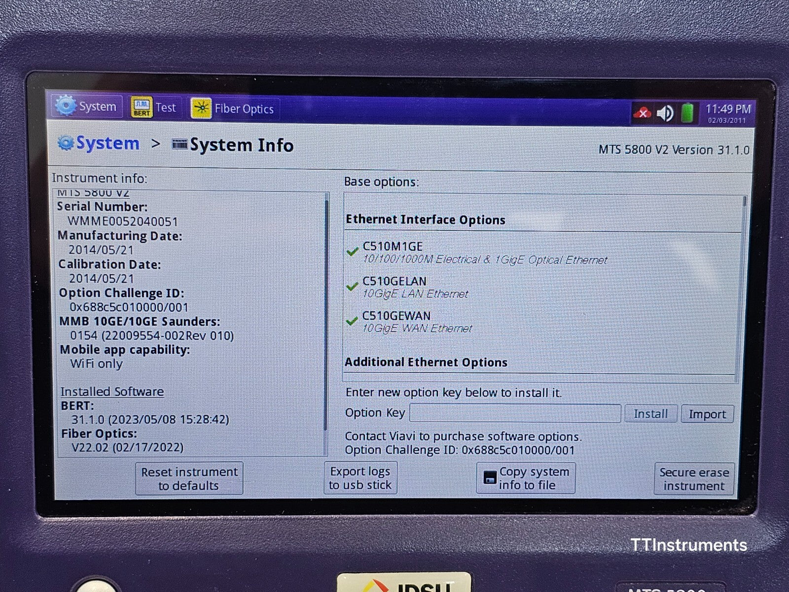Viavi JDSU MTS 5800 v2 w/ 5822P Network Tester LOADED with Options Dual Port 10G