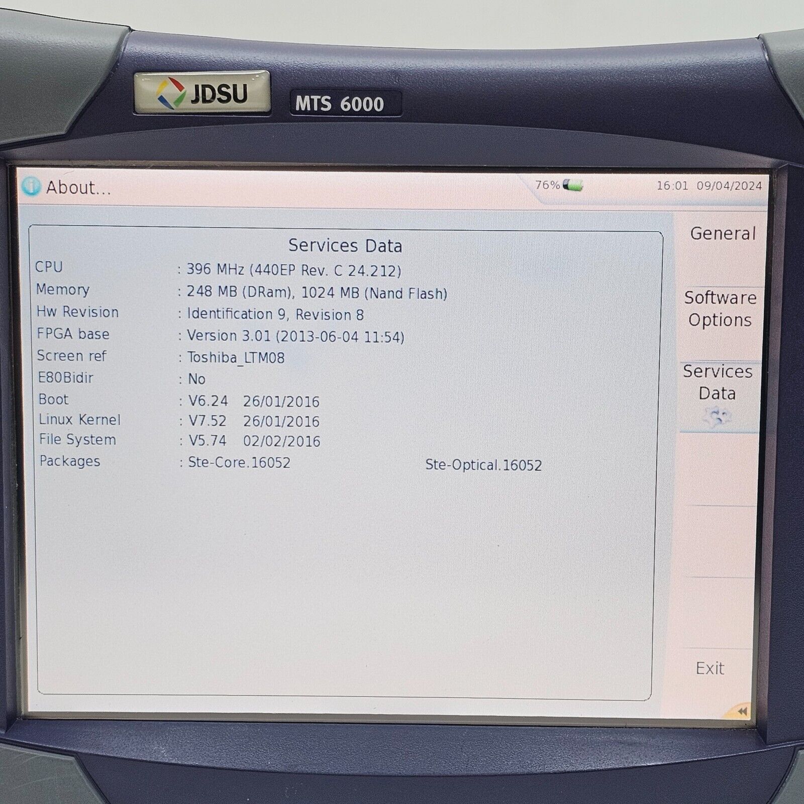 Viavi JDSU MTS 6000 w/ 8126 HD OTDR 1310/1550 nm SM 42/40 dB FC/PC E8126HD 380KM