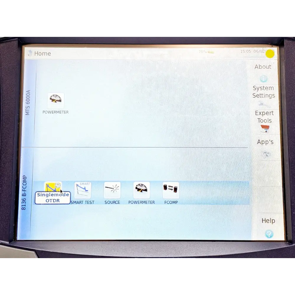 Viavi MTS 6000A Expert OTDR software licence screen on display