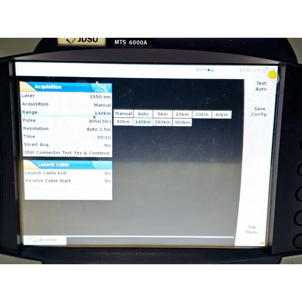 Viavi MTS 6000A OTDR measuring singlemode fibre trace at 1550 nm