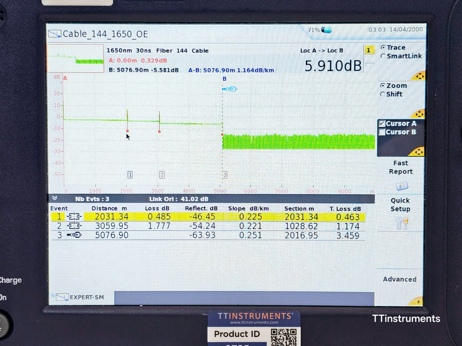 Viavi JDSU MTS 6000A V2 + 81165C OTDR 1650 nm Filtered/In-Service E81165C 46dB