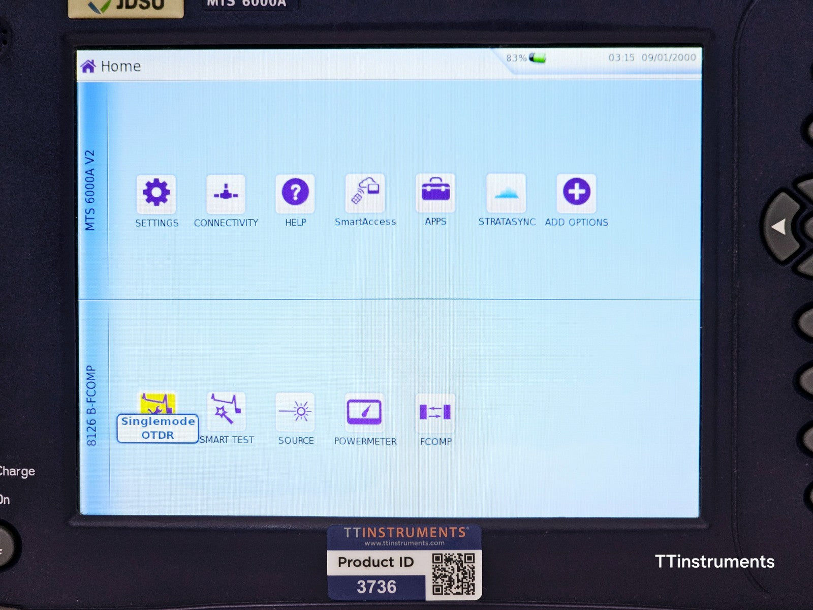 Viavi JDSU MTS 6000A V2 + 8126 B-FCOMP SM OTDR 1310/1550nm 40dB IL ORL Bi-Direct