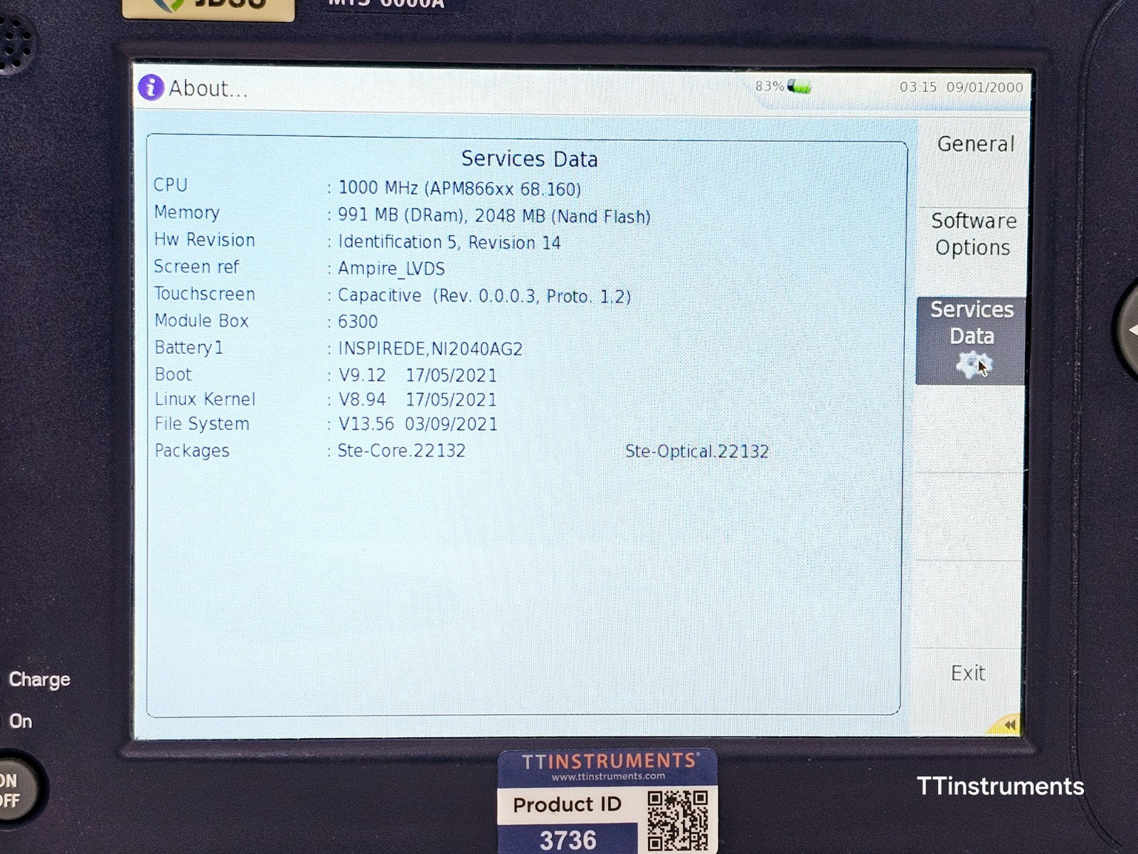 Viavi JDSU MTS 6000A V2 + 8126 B-FCOMP SM OTDR 1310/1550nm 40dB IL ORL Bi-Direct