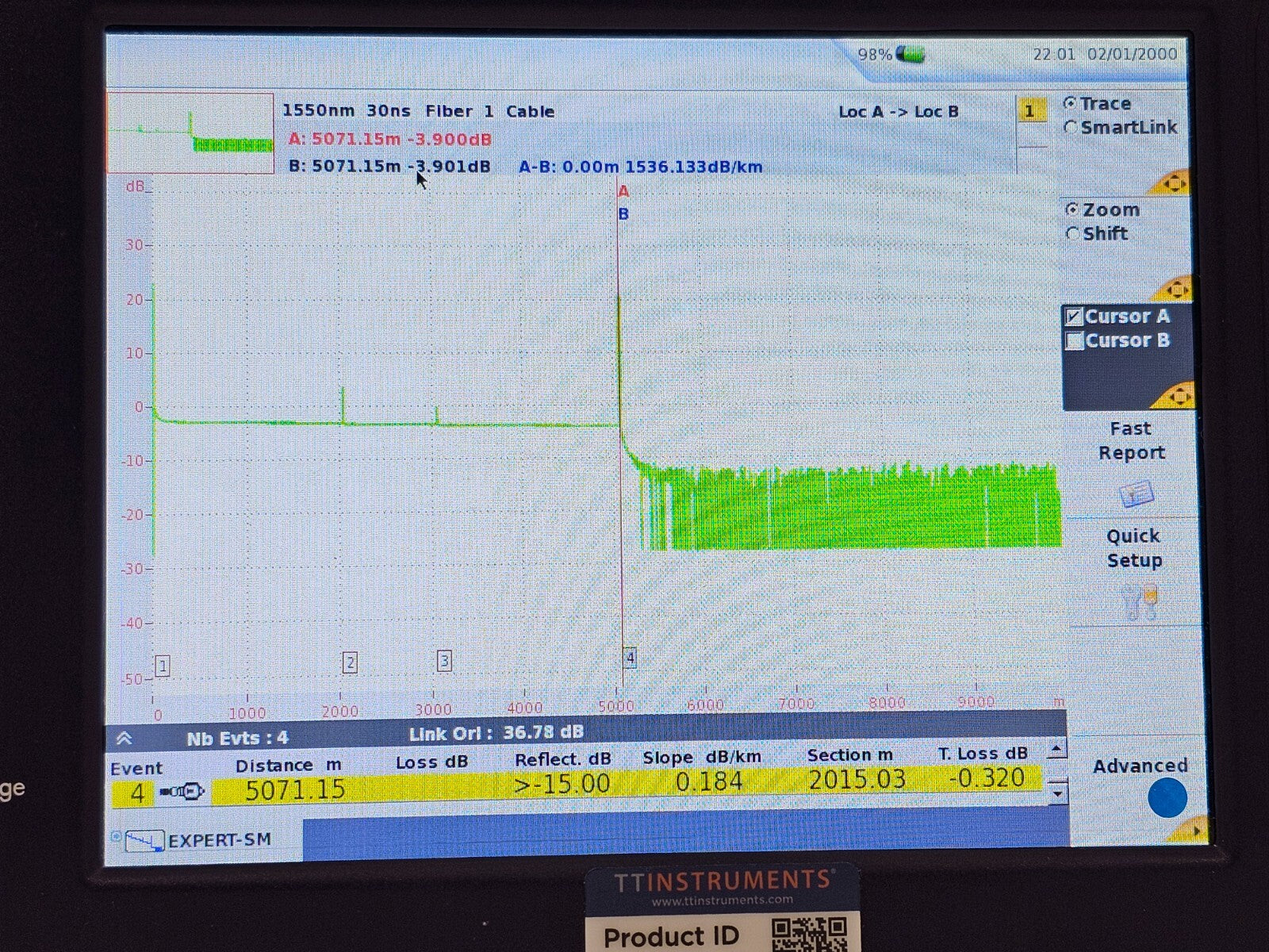 Viavi JDSU MTS 6000A V2 + 8126 MR OTDR 1310/1550 nm SM 40/38 dB MR