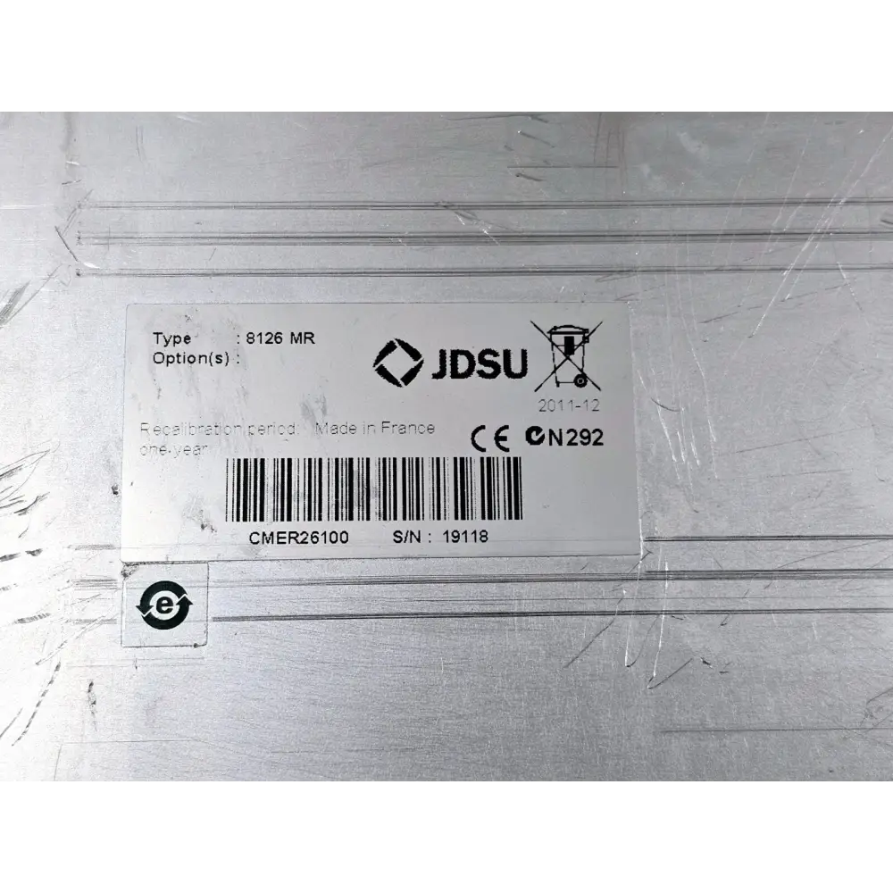 Viavi 8126 MR OTDR module label showing SM 1310/1550 nm 40/38 dB spec