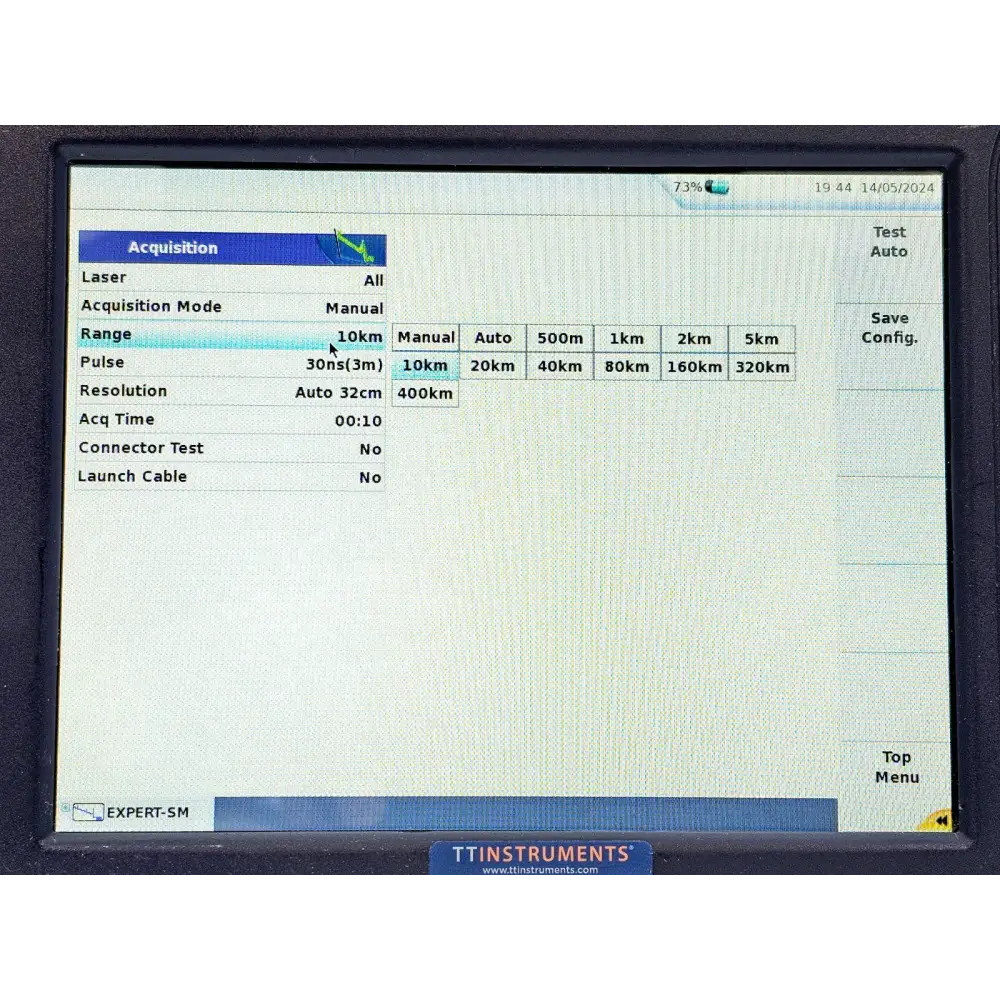 Viavi MTS 6000A V2 OTDR software options screen showing Singlemode OTDR and SMART TEST licences