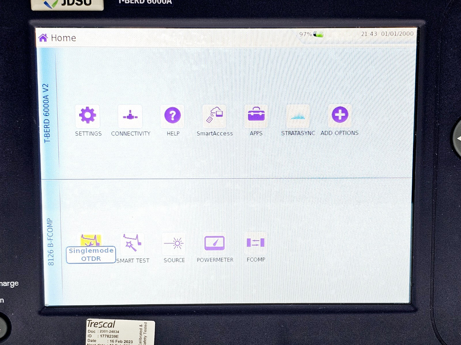 Viavi JDSU MTS 6000A V2 + 8126B SM OTDR 1310/1550nm 40 dB FCOMP IL ORL Bi-Dir