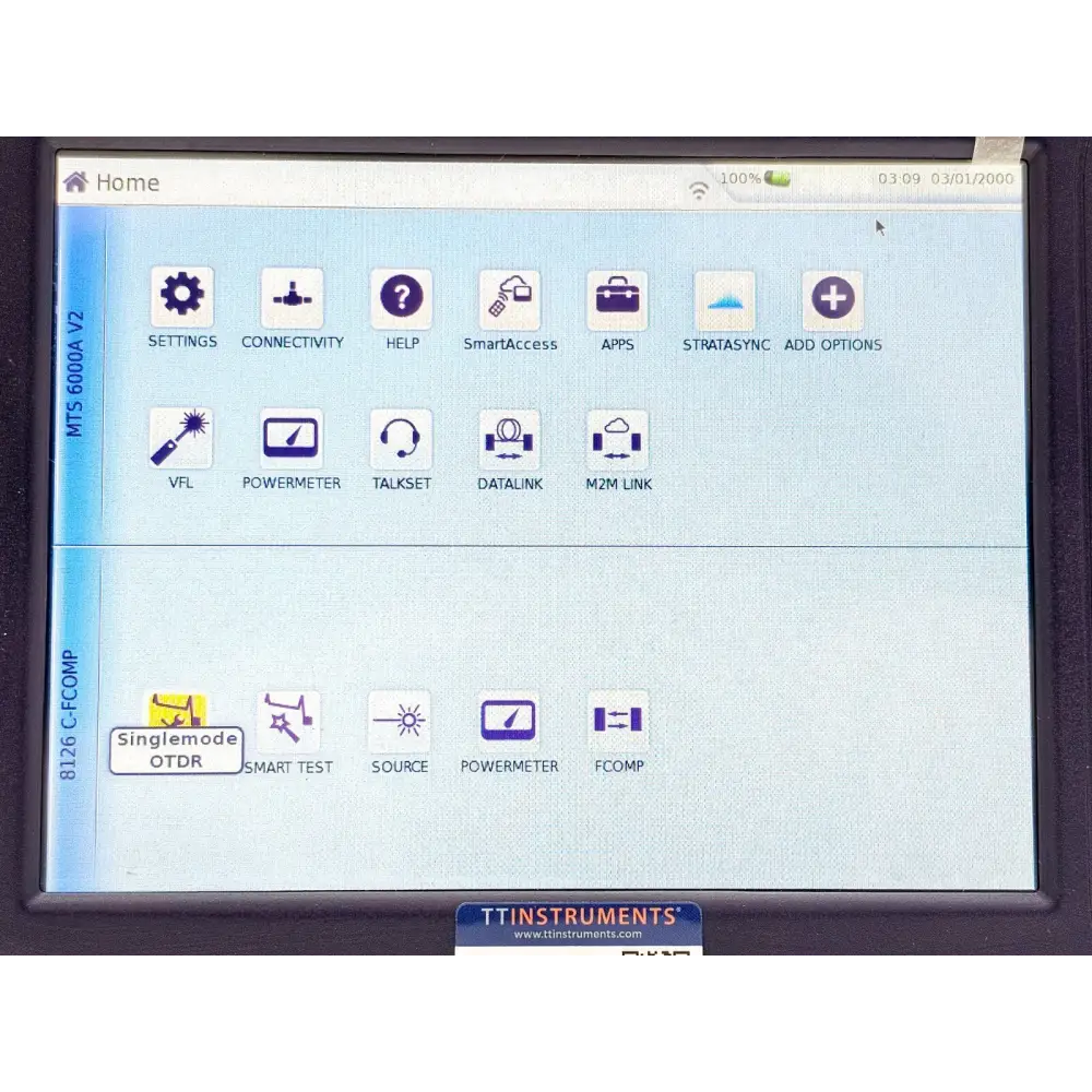 Viavi MTS 6000A V2 power meter screen showing 1310/1550 nm measurement